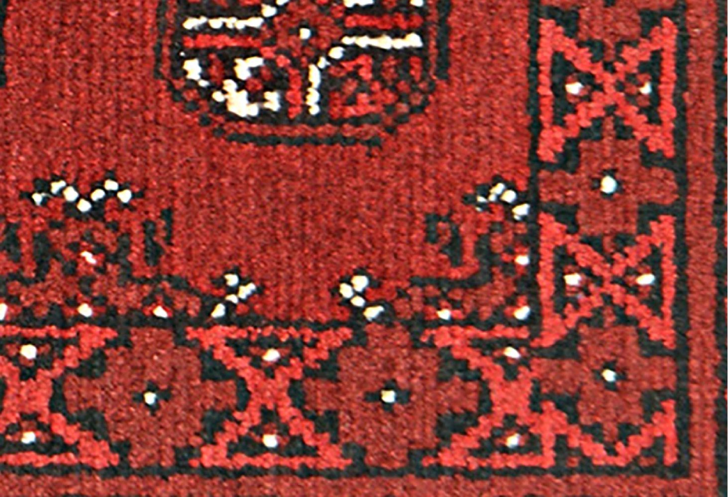 Afghan Aqcha Poshti Teppich 40x60 Handgeknüpft Rot Geometrisch Orient Kurzflor