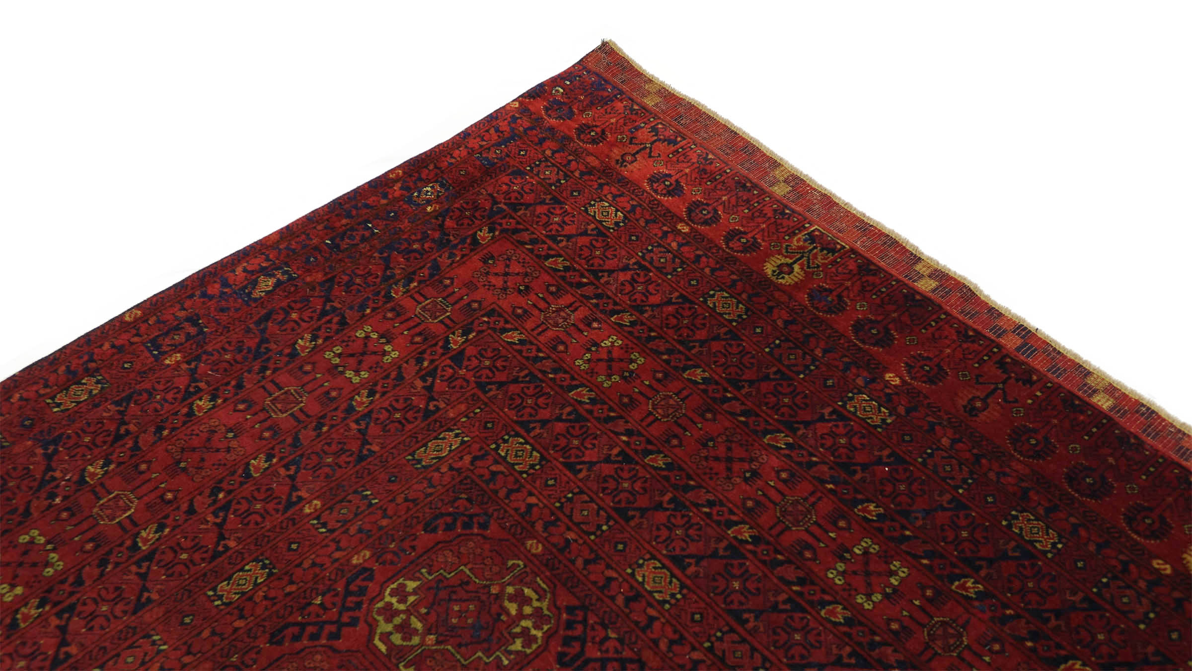 Afghan Teppich 200x300 Handgeknüpft Braun Geometrisch Orient Kurzflor Wohnzimmer