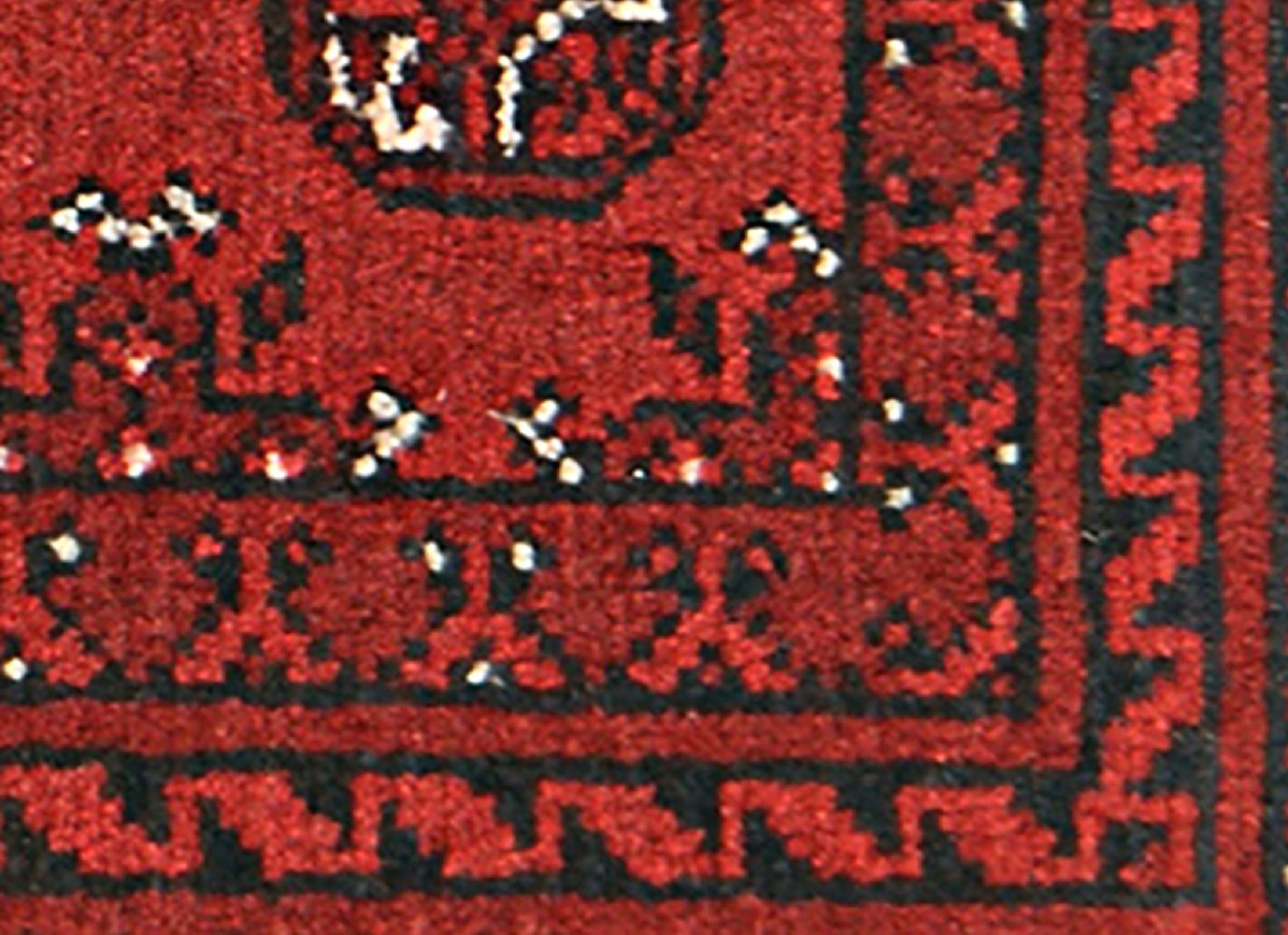 Afghan Aqcha Poshti Teppich 40x60 Handgeknüpft Rot Geometrisch Orient Kurzflor