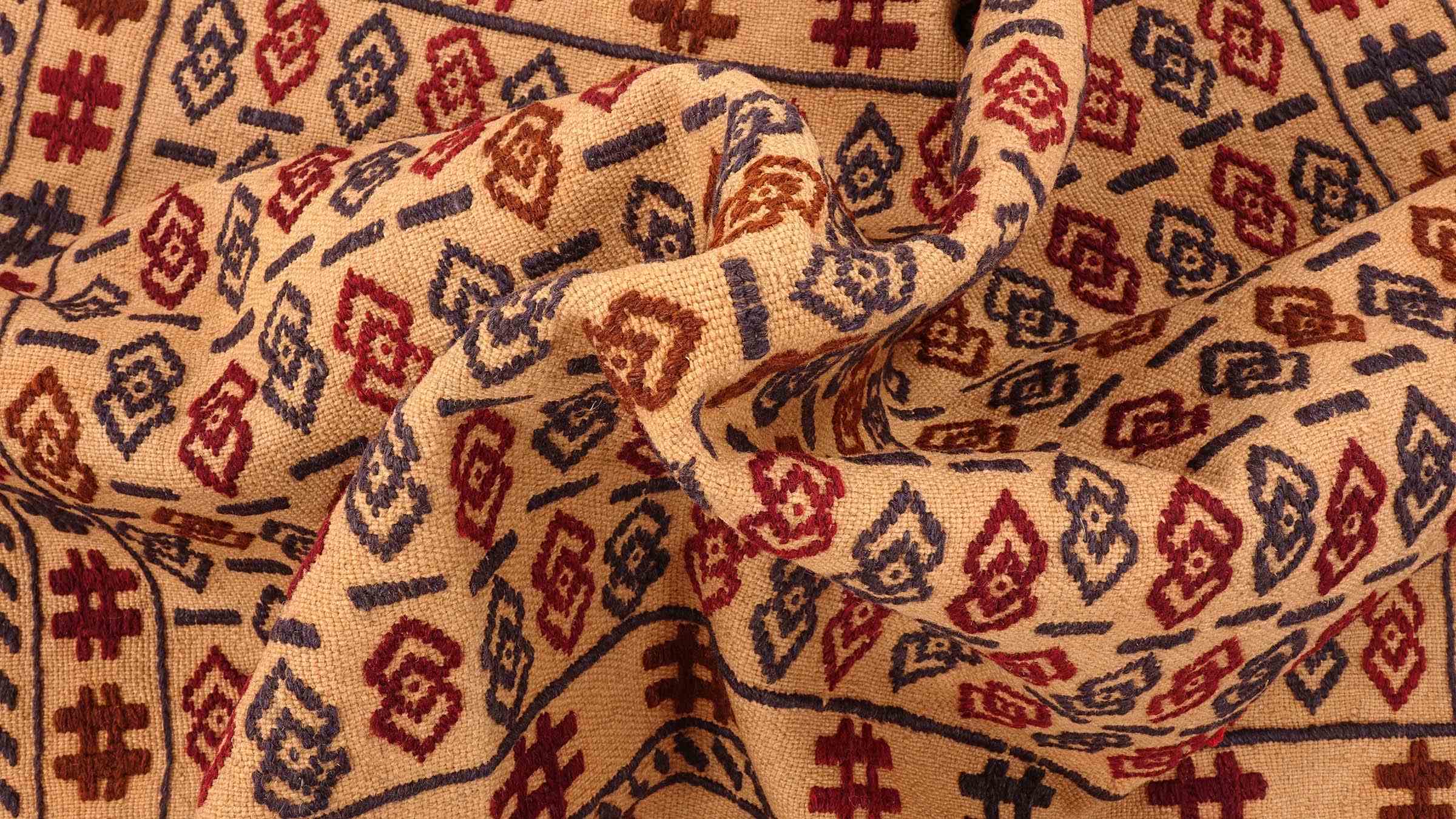 Afghan Kelim Gol Barjasta Teppich 120x180 Handgewebt Gold Geometrisch Handarbeit Gewebt