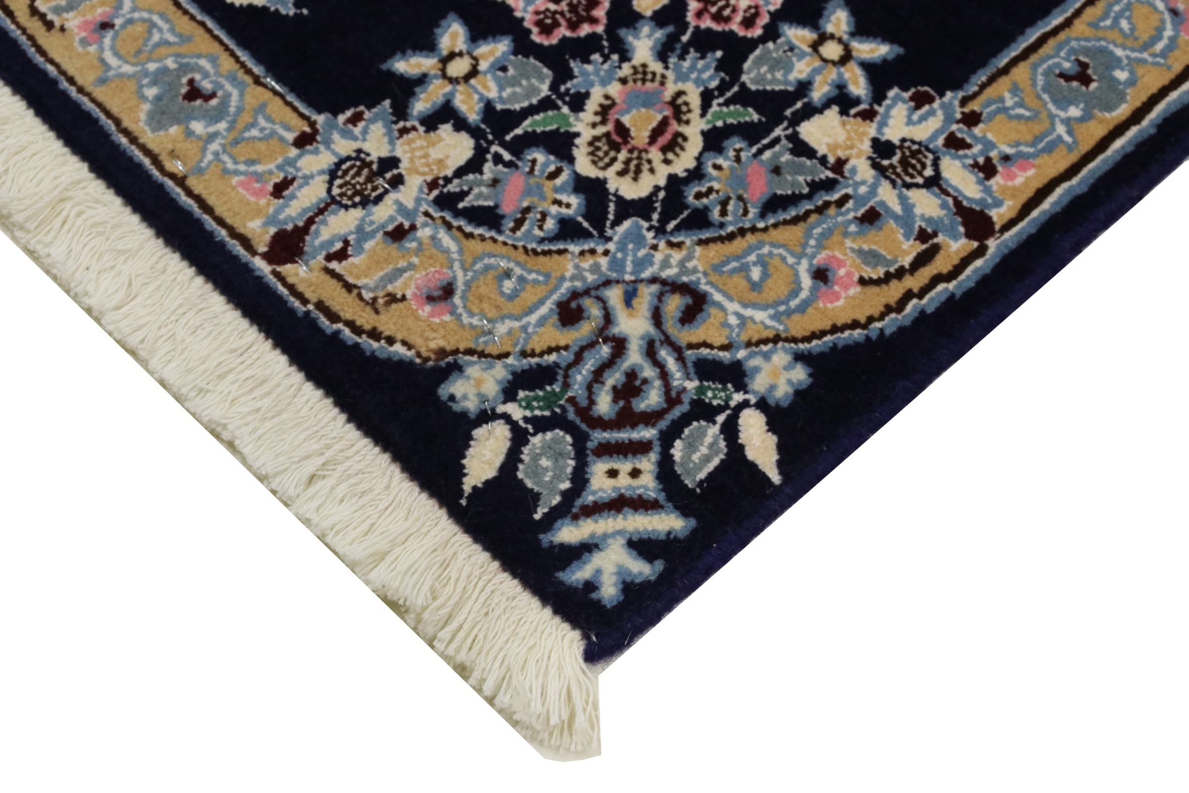 Perserteppich Nain 9LA 60x90 Handgeknüpft Dunkelblau Medaillon Orientalisch UNIKAT