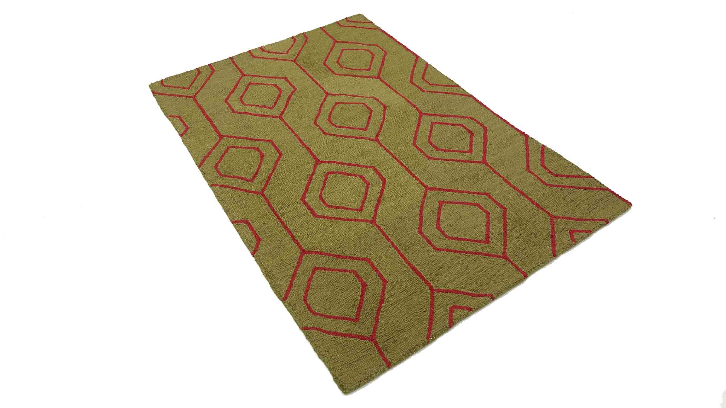 Handgefertigter Teppich 100x150 & 120x180 Grün Durchgemustert Handarbeit Modern