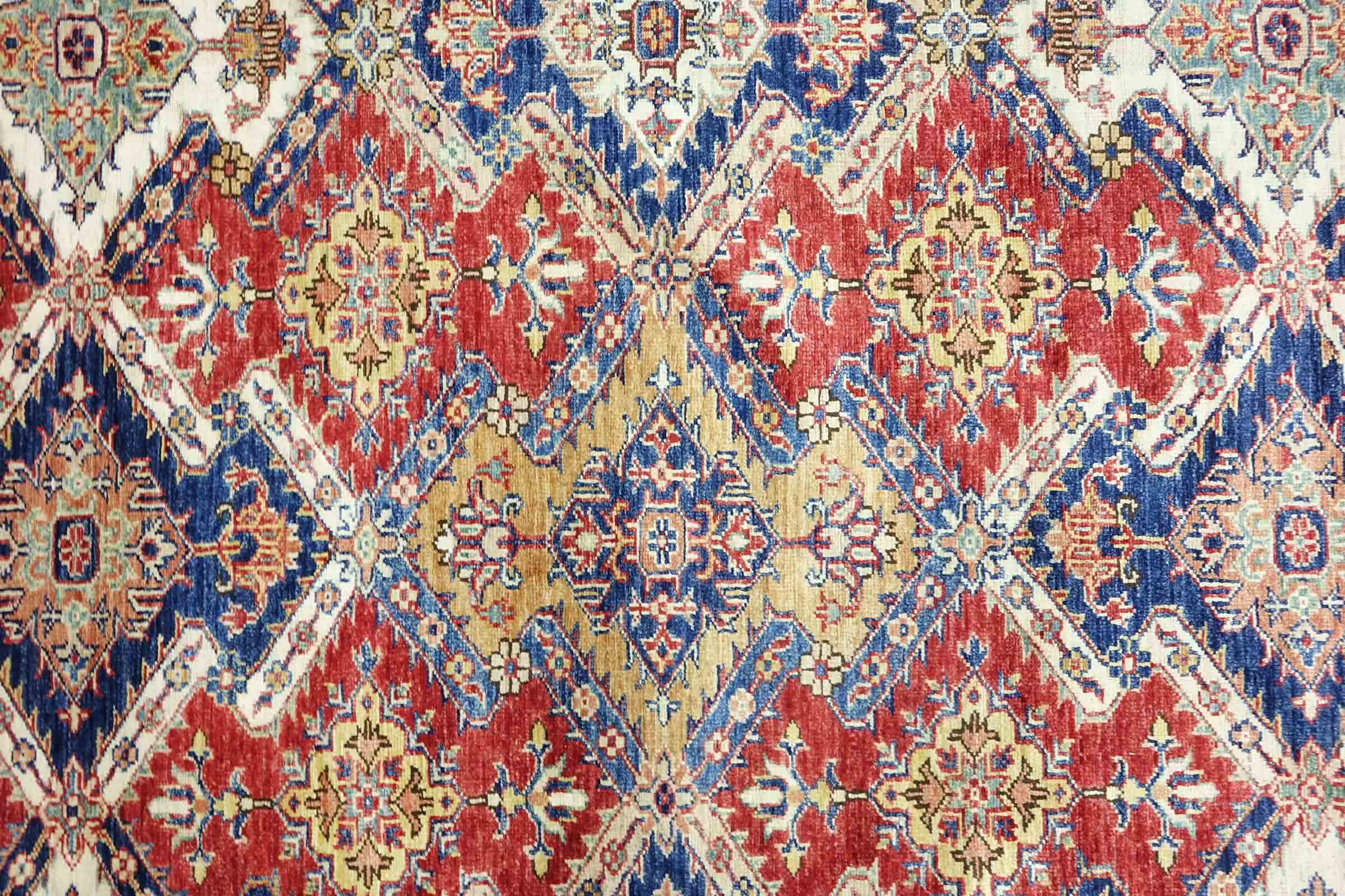 Afghan Feiner Kazak Teppich 250x300 Handgeknüpft Rot Geometrisch Orient Kurzflor