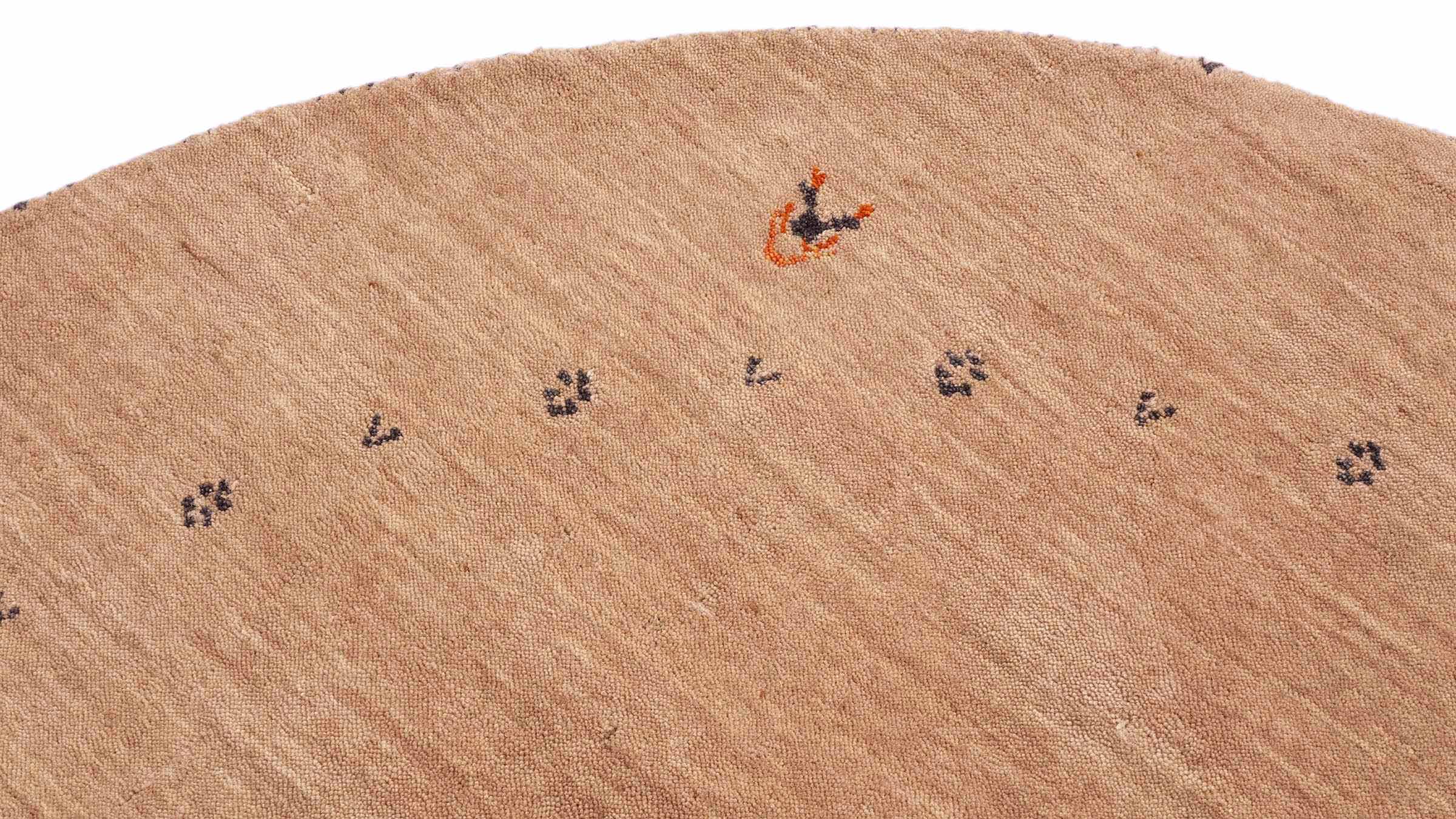 Wool carpet Gabbeh MUTI 200x200 Handwoven Round Beige Plain Handmade