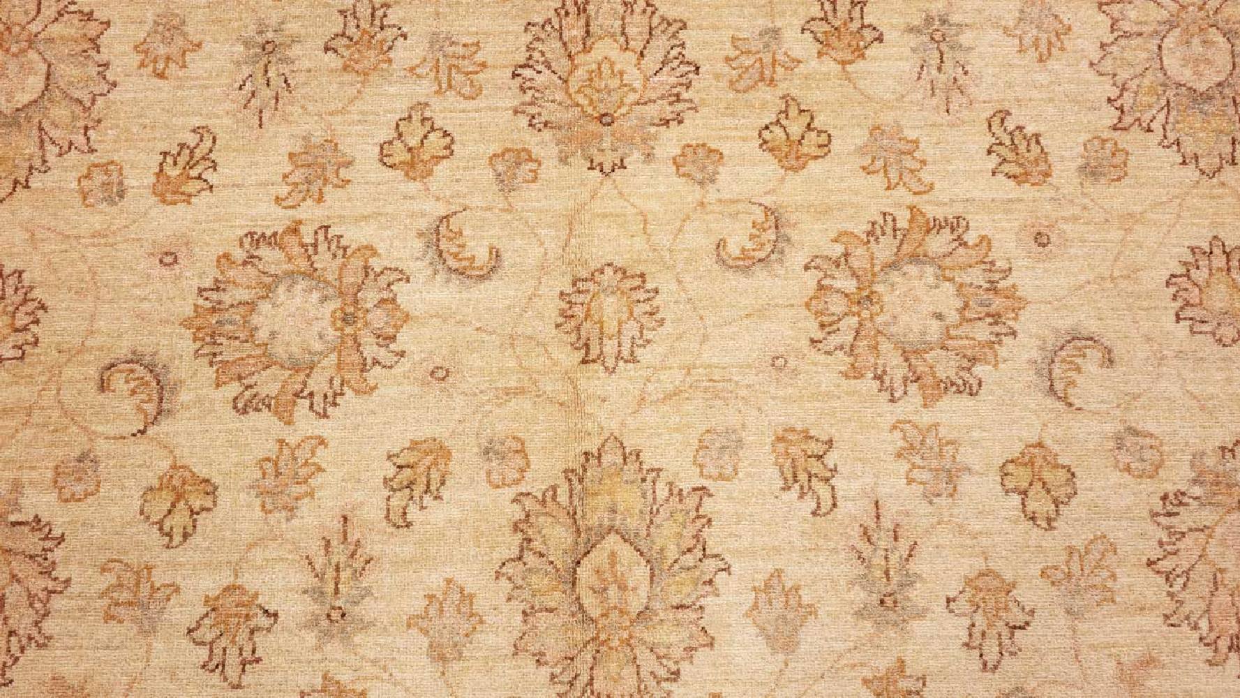 Afghan Chobi Ziegler 300x400 Handgeknüpft Teppich Beige Blumenmuster Kurzflor