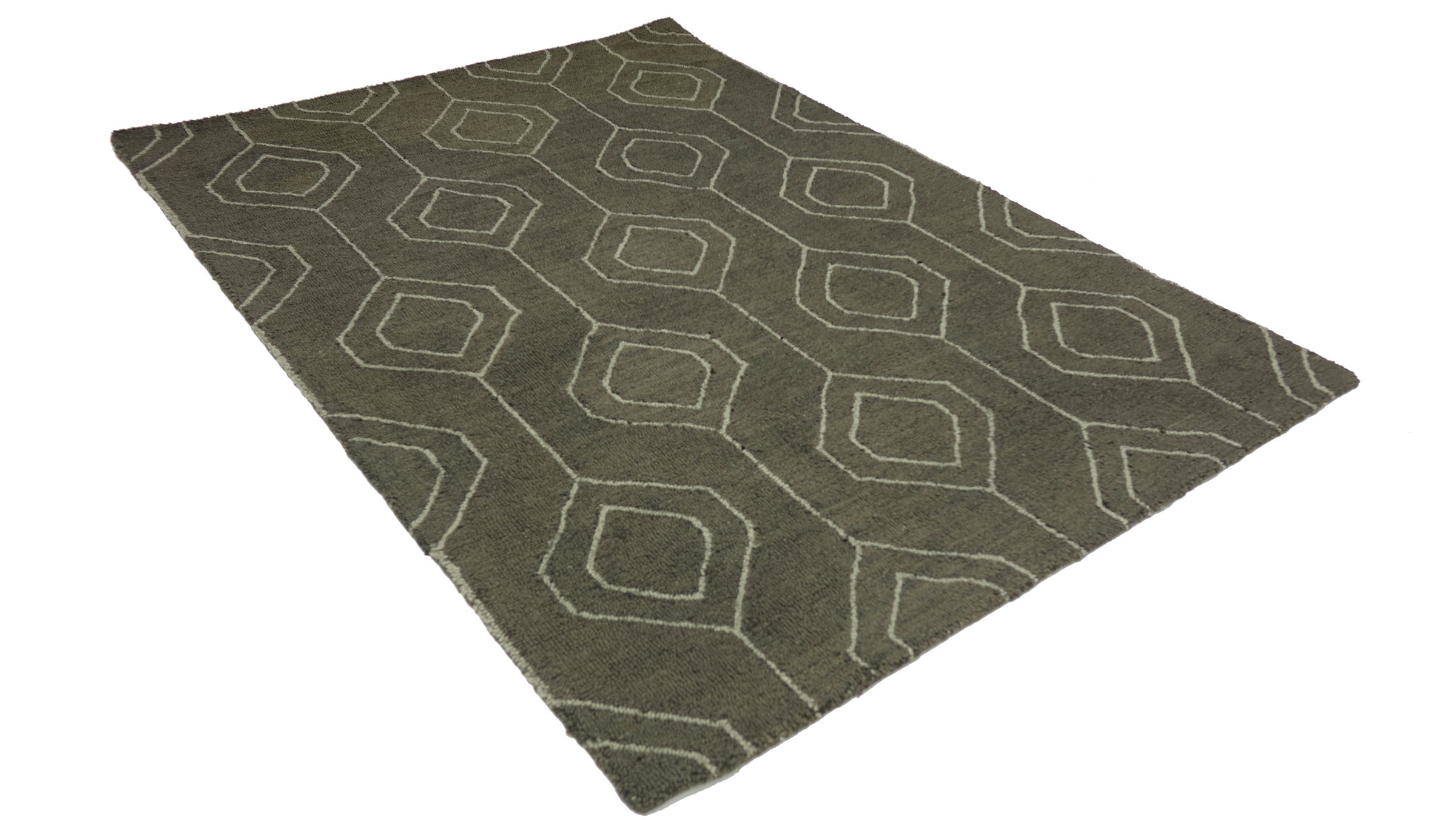 Teppich Handgefertigt 160x230 Grau Durchgemustert Handarbeit Handtuft Modern