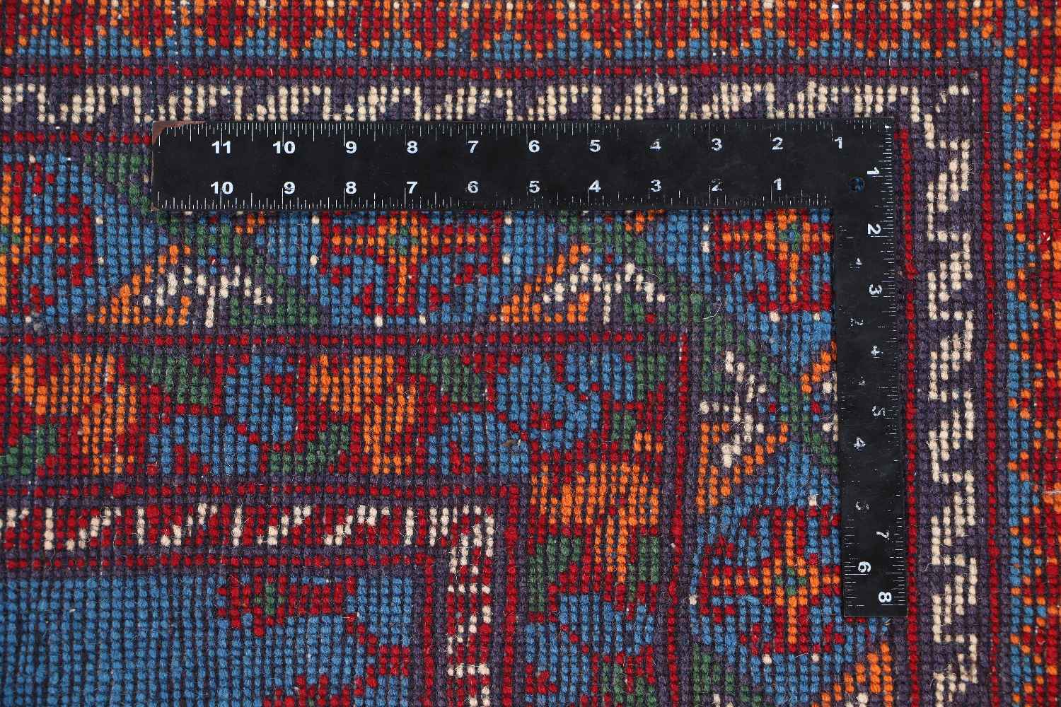 Afghan Akcha Rang Dar Teppich 100x150 Handgeknüpft Blau Durchgemustert Orient Kurzflor