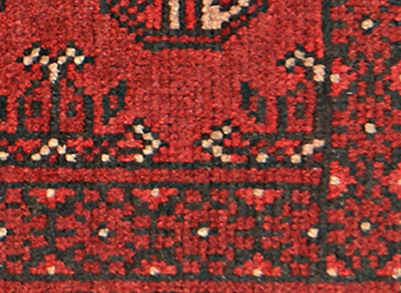 Afghan Aqcha Poshti Teppich 40x60 Handgeknüpft Rot Geometrisch Orient Kurzflor