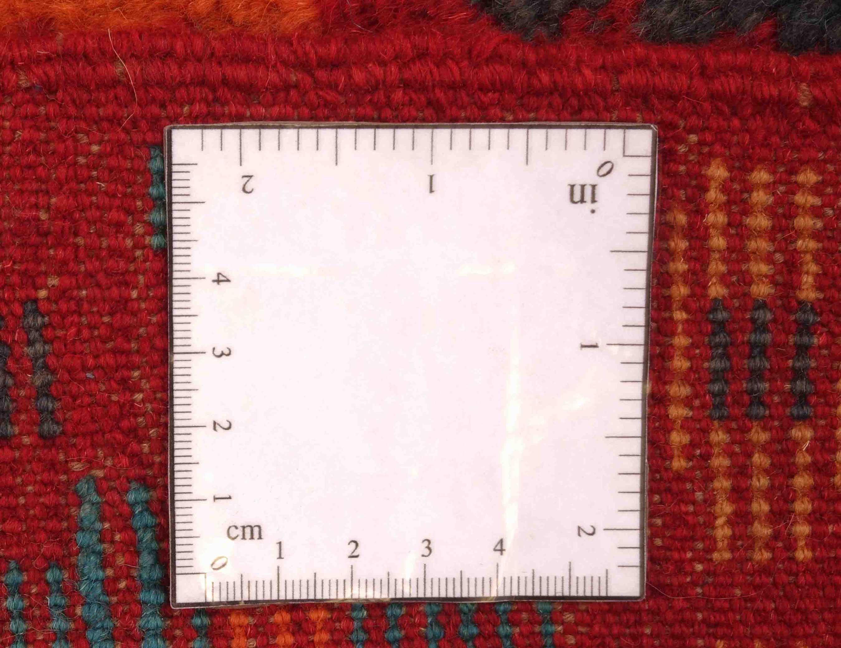 Gabbeh Teppich 110x170 Handgeknüpft Rot Streifen Orientalisch UNIKAT Kurzflor
