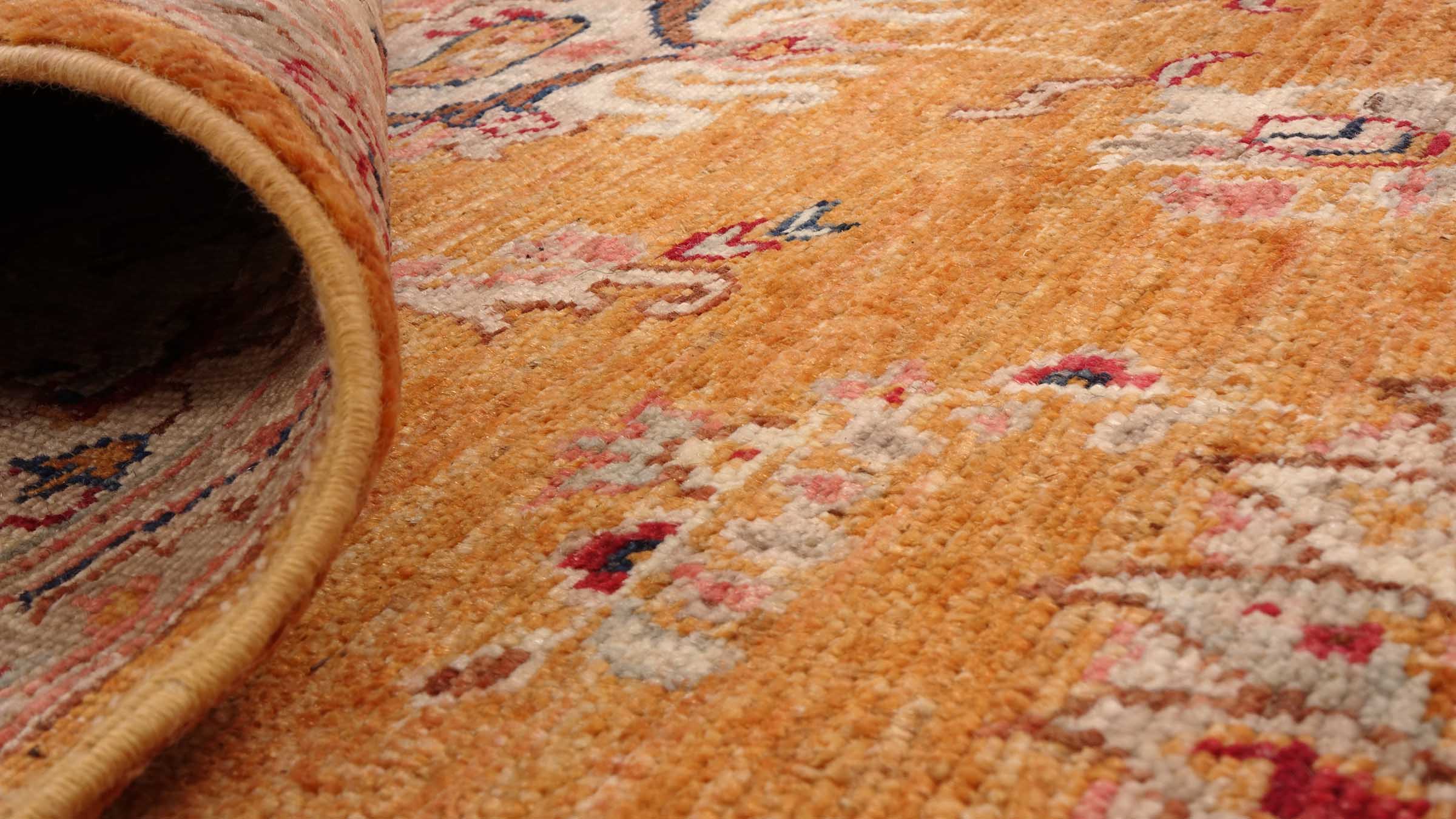 Chobi Ziegler Teppich 170x250 Handgeknüpft Orange Floral Orientalisch UNIKAT Kurzflor