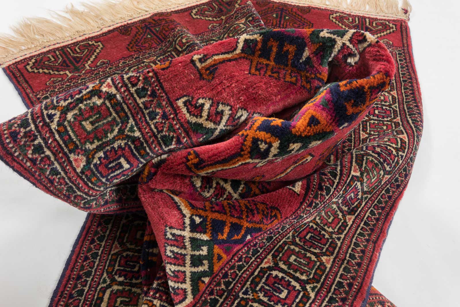Caucasus Bukhara Rug 100x150 Hand Knotted Red Geometric Pattern Orient Short Pile