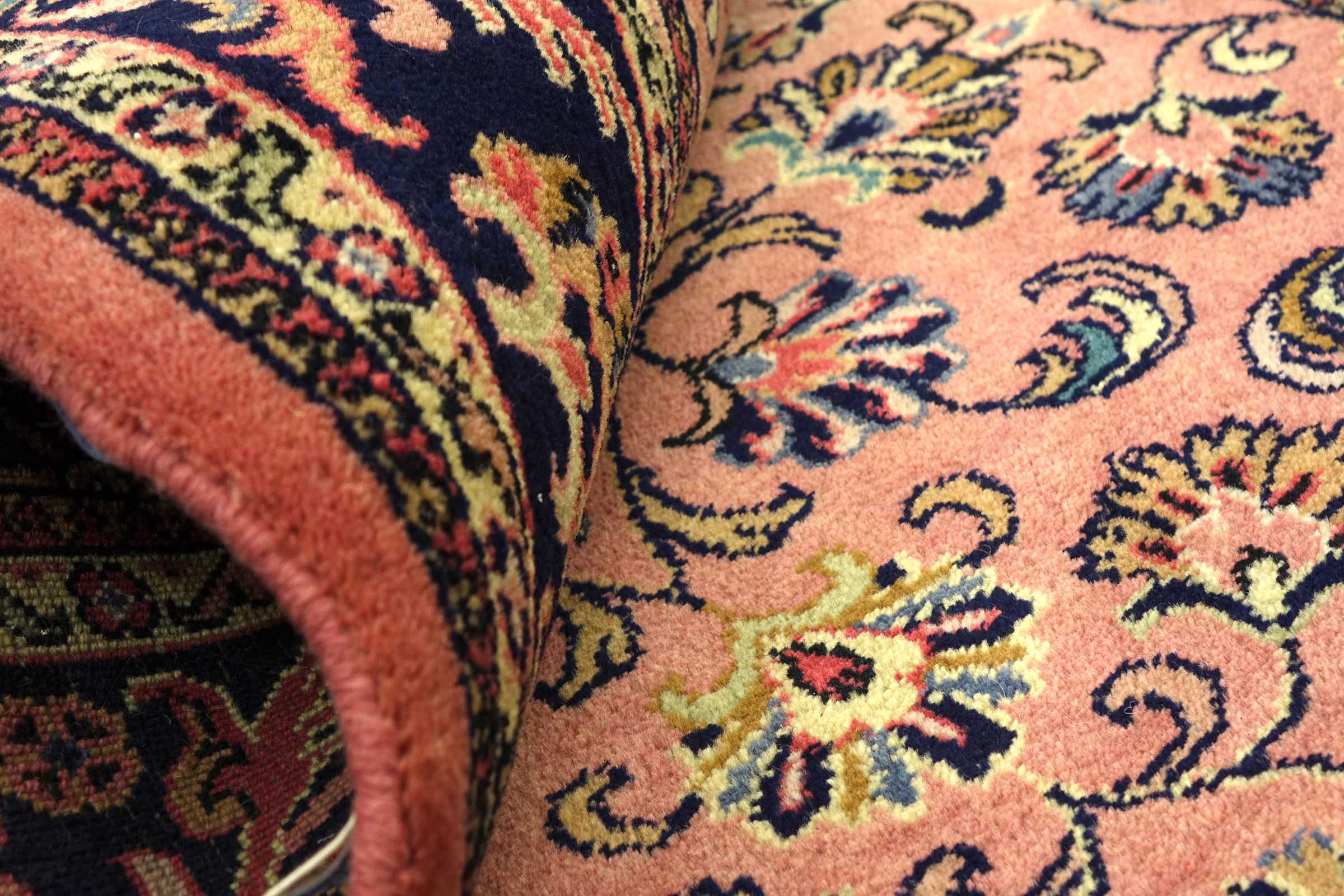 Sarough Teppich 100x210 Handgeknüpft Rosa Floral Wolle Kurzflor Rug