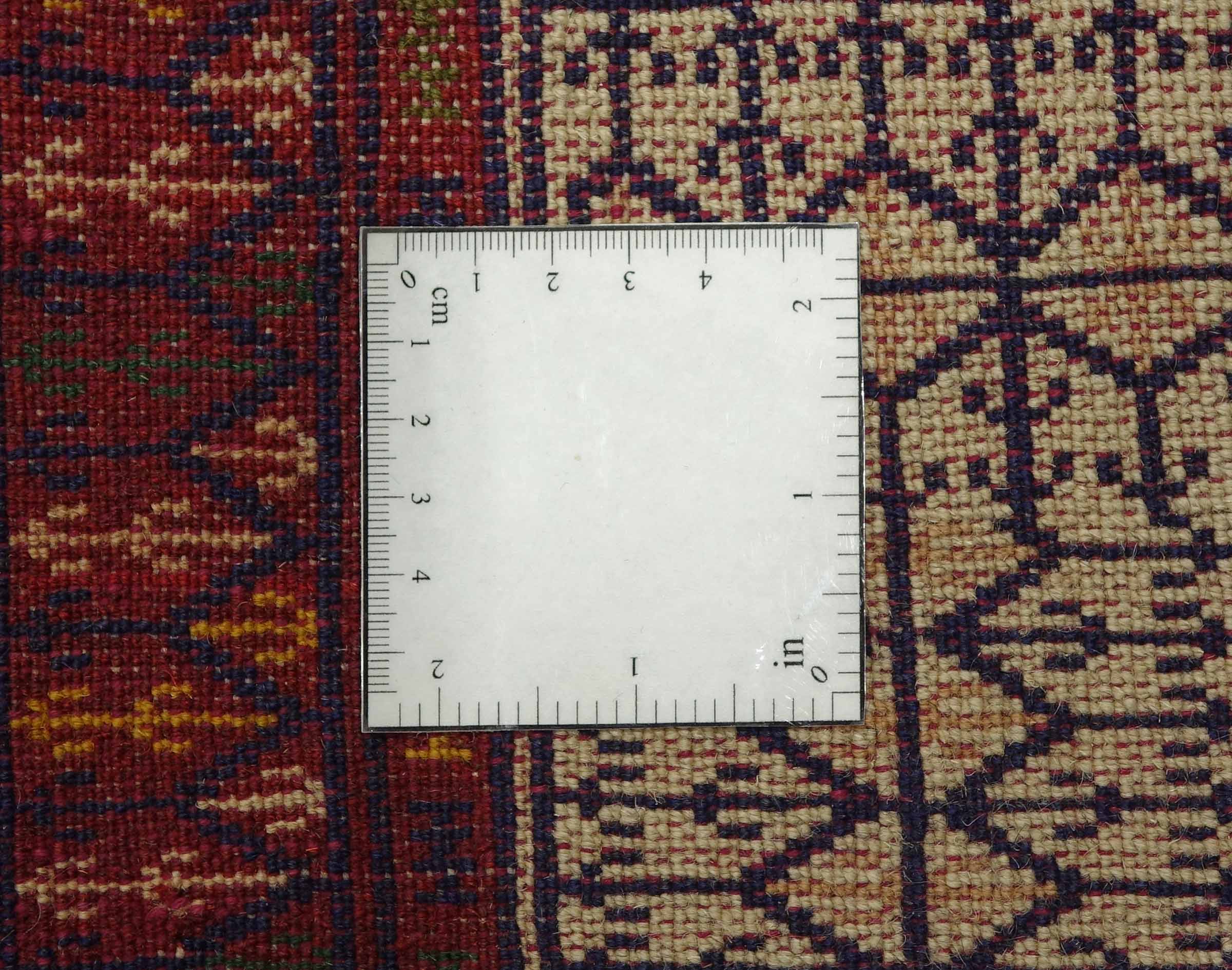 Afghan Teppich 120x180 Handgeknüpft Beige Geometrisch Orient Kurzflor Wohnzimmer