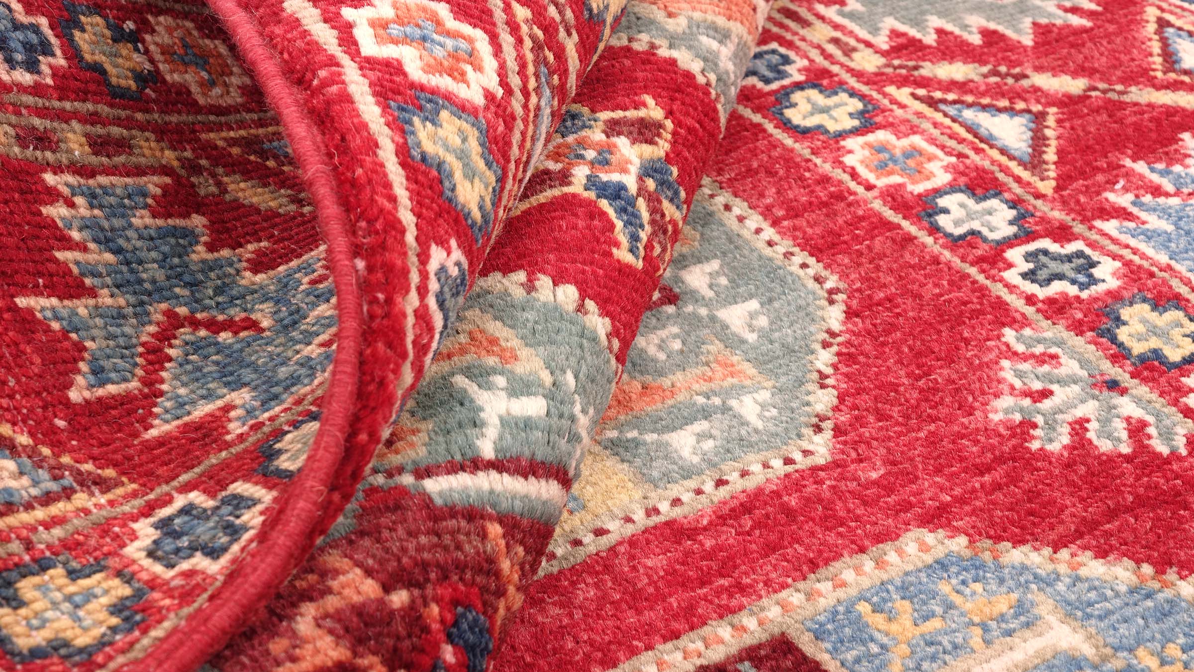 Afghan Kazak Elefantenfuß Teppich 120x180 Handgeknüpft Rot Durchgemustert Orient