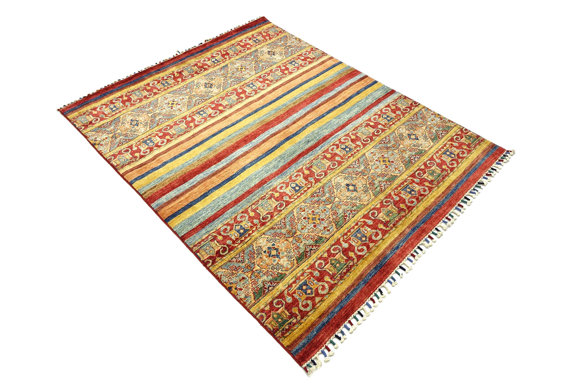 Afghan Khorjin Shaal 150x190 Handgeknüpft Orientteppich Rot Floral Wolle