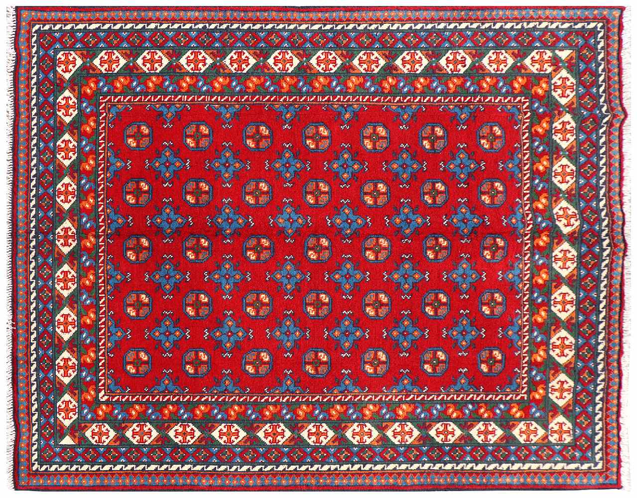 Afghan Akcha Rang Dar Teppich 150x200 Handgeknüpft Rot Durchgemustert Orient Kurzflor