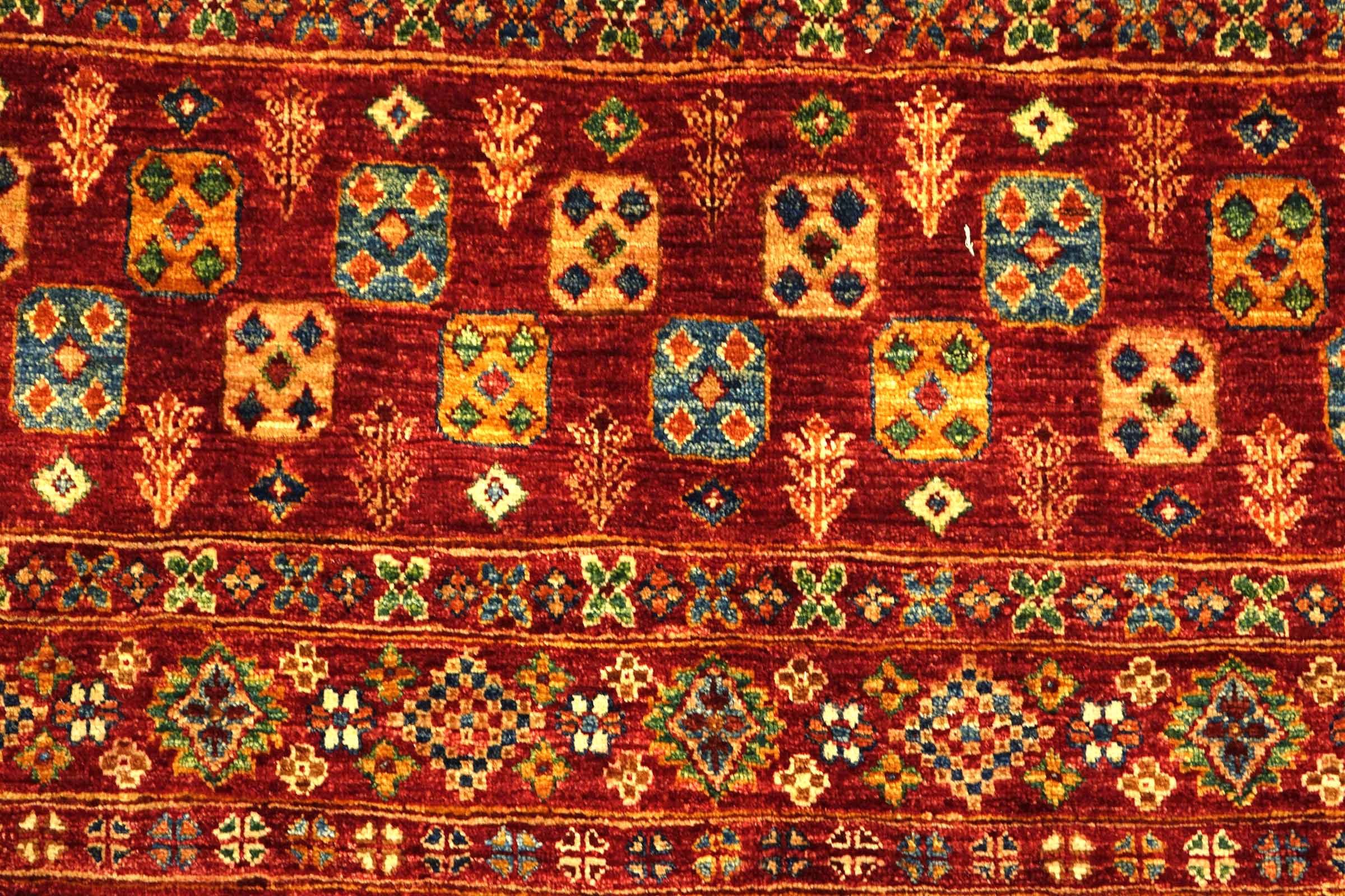 Afghan Khorjin Shaal 170x240 Handgeknüpft Orientteppich Rot Streifen Wolle