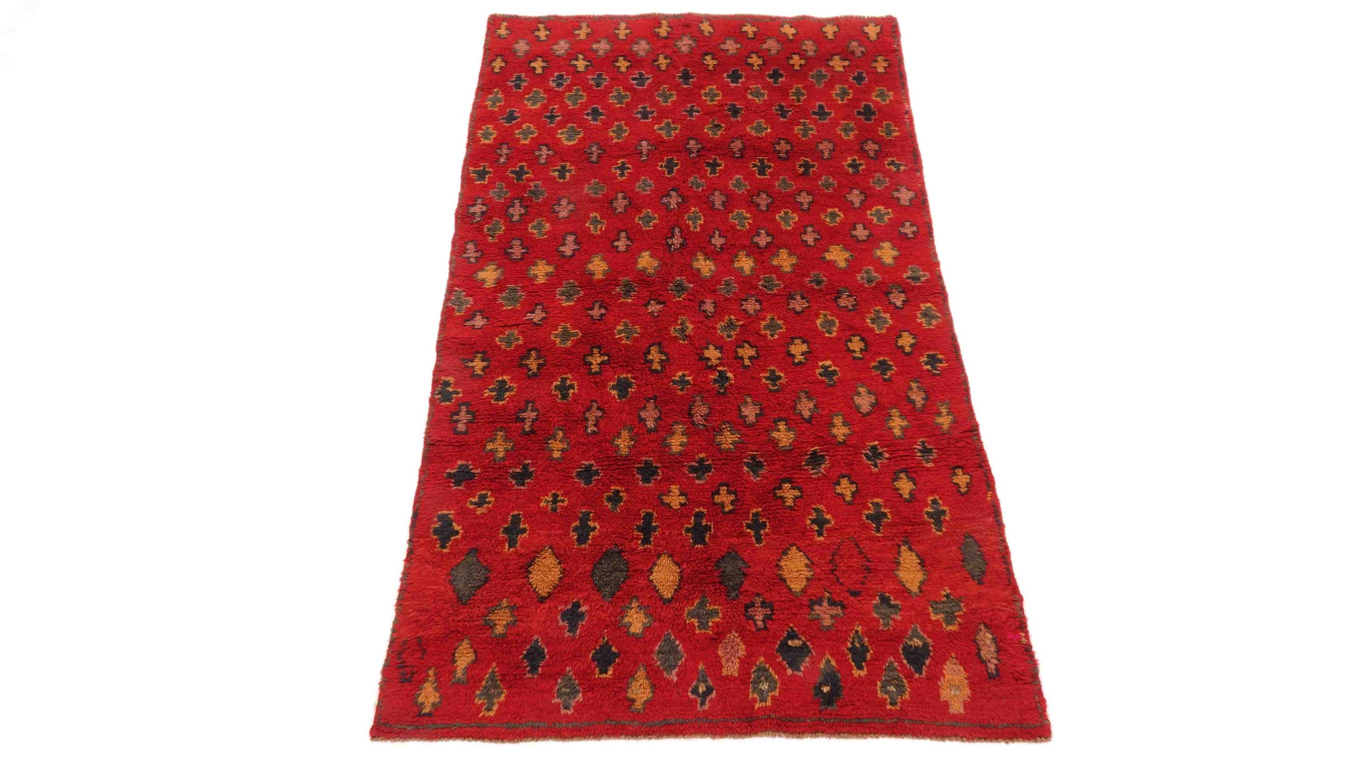 Gabbeh Teppich 110x190 Handgeknüpft Rot Streifen Orientalisch UNIKAT Kurzflor