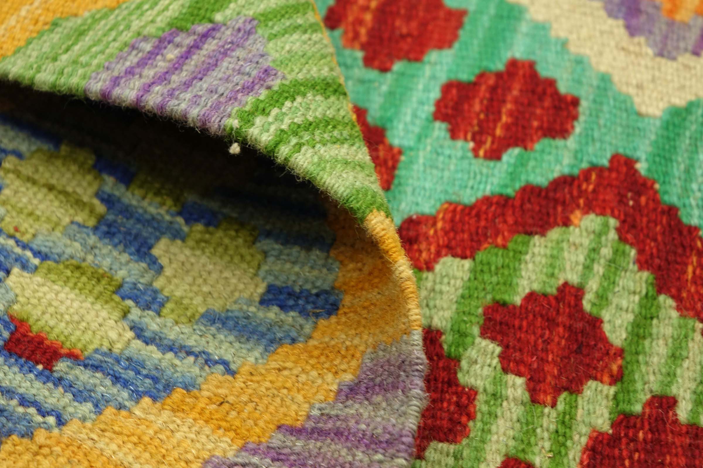 Afghan Maimana Kelim Bunt 150x200 Handgewebt Teppich Bunt Geometrisch Orient