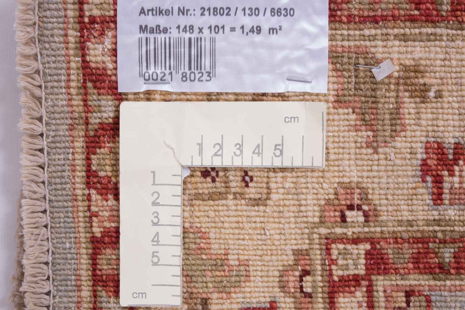 Afghan Chobi Ziegler 100x150 Handgeknüpft Teppich Grün Blumenmuster Kurzflor