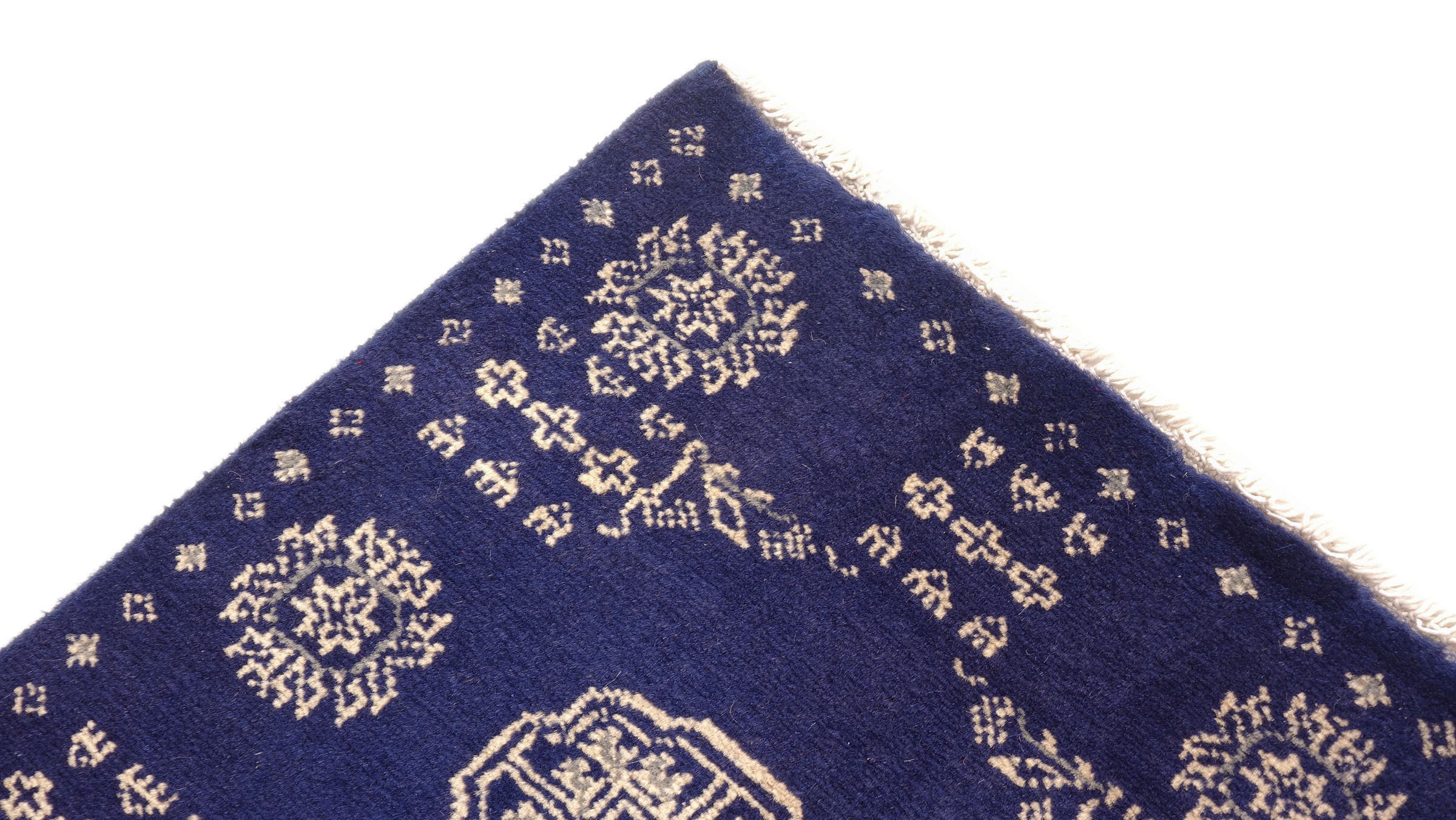 Pakistan Buchara 3ply Teppich 50x80 Handgeknüpft Blau Geometrisch Orient Kurzflor