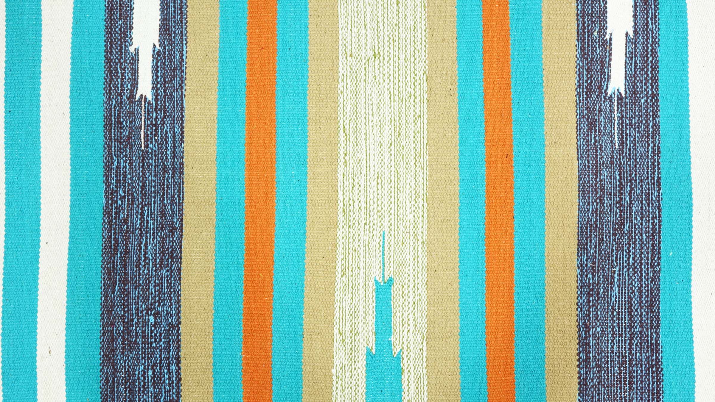 Knallbunter Kelim Teppich 60x120 Handgewebt Mehrfarbig Streifen Handarbeit Gewebt