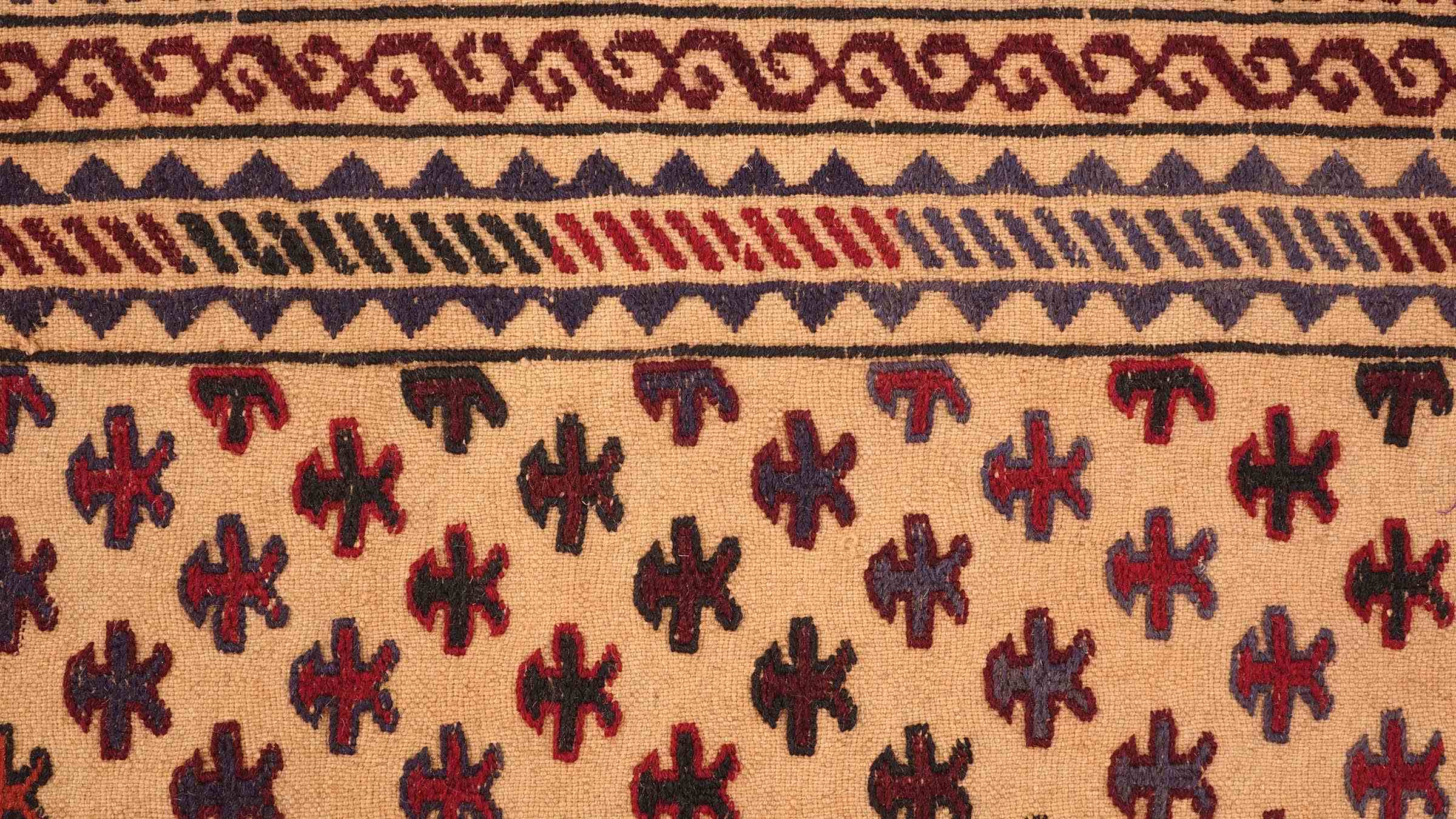 Afghan Kelim Gol Barjasta Teppich 120x180 Handgewebt Gold Geometrisch Handarbeit Gewebt