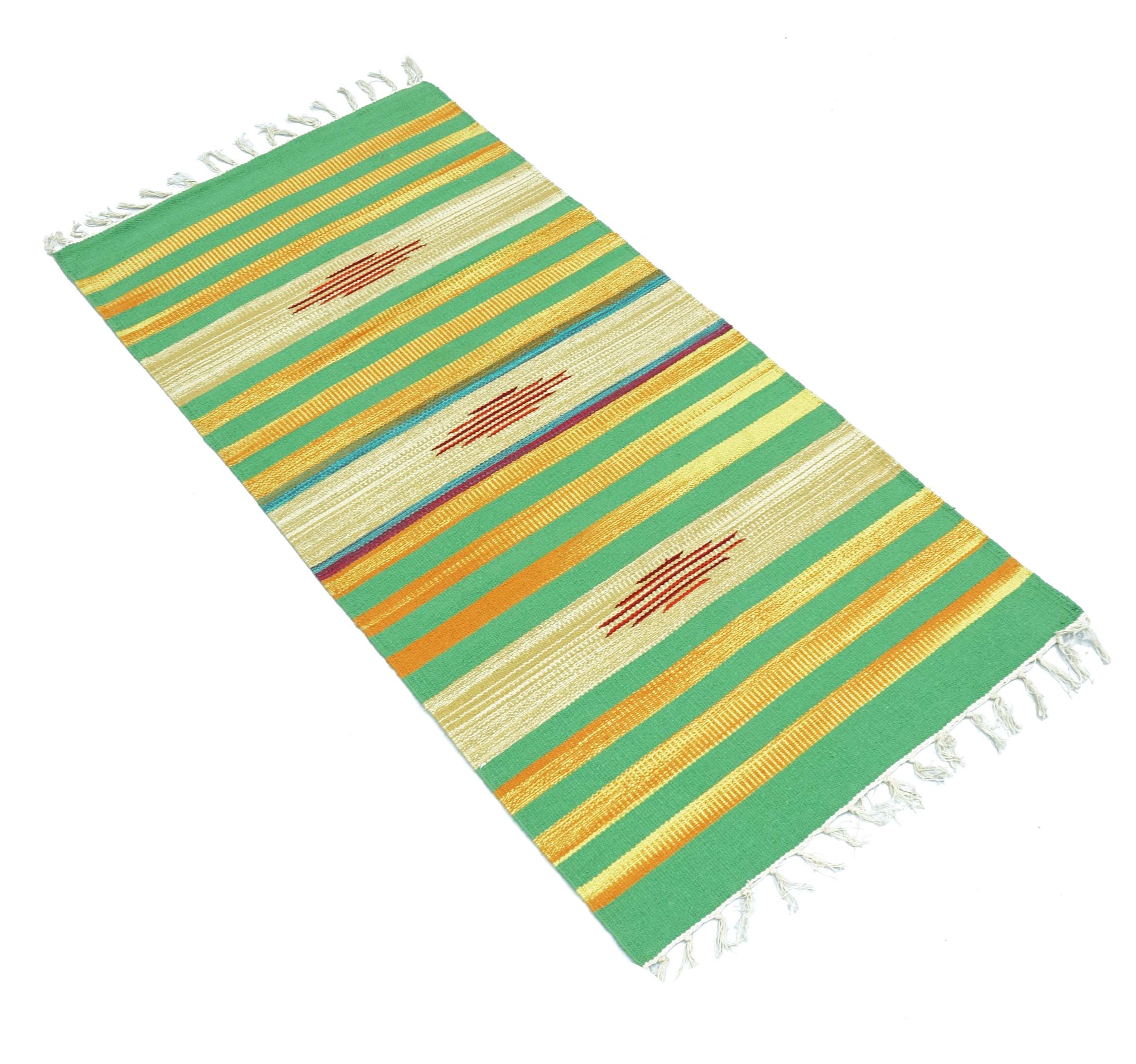 Knallbunter Kelim Teppich 60x120 Handgewebt Mehrfarbig Streifen Handarbeit Gewebt