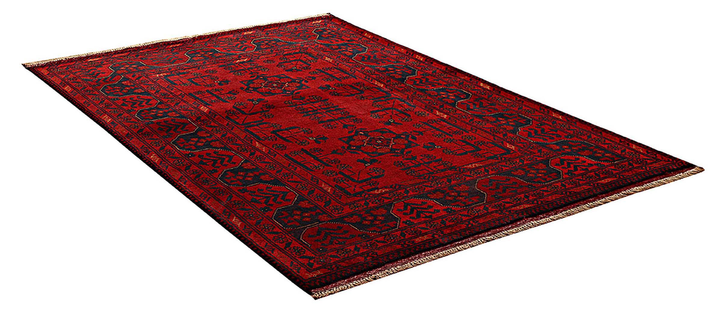 Afghan Khal Mohammadi Teppich 100x150 Handgeknüpft Braun Geometrisch Orient Kurzflor