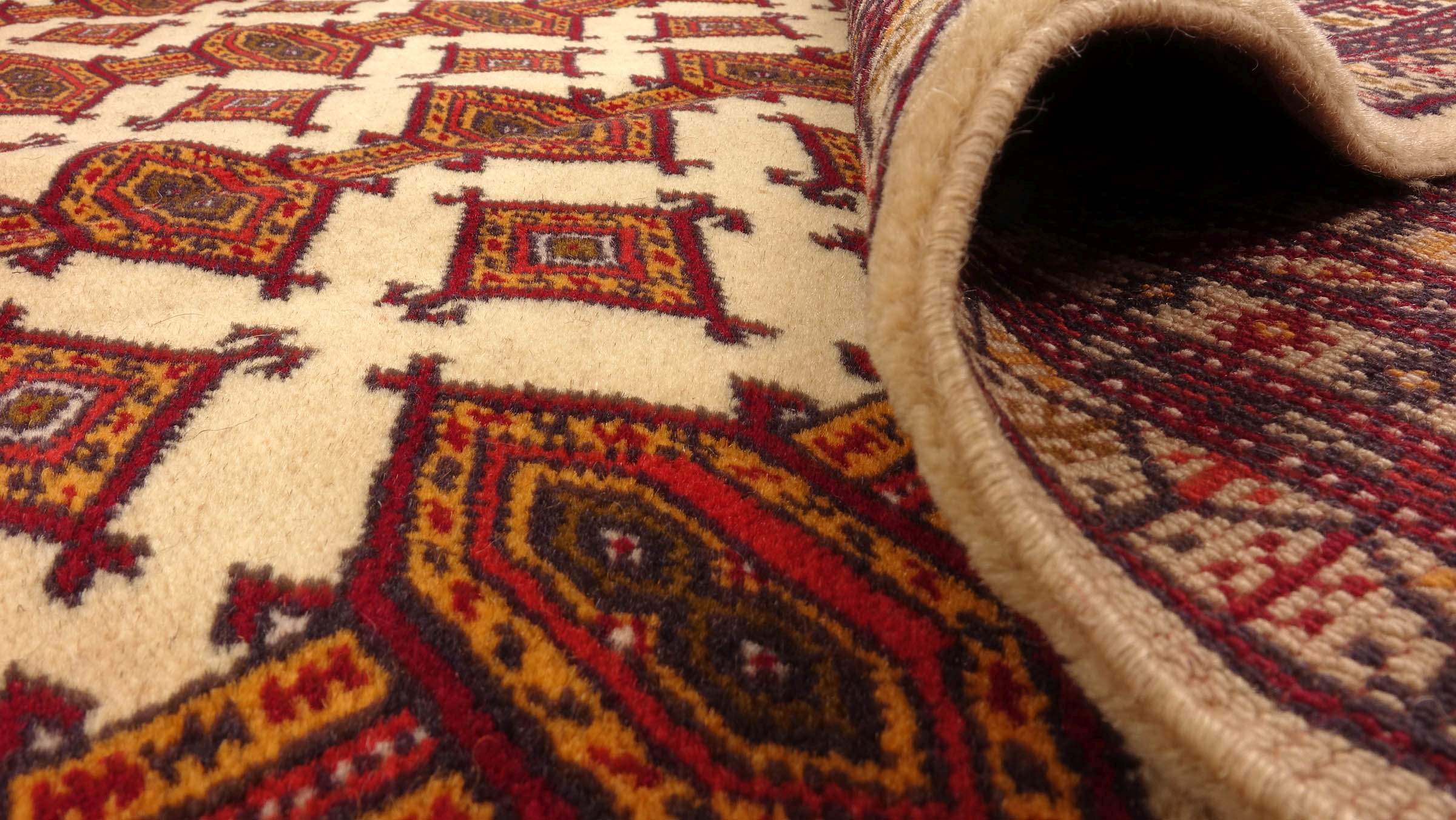 Afghanischer Teppich Zahir Shahi 200x300 Handgeknüpft Beige Geometrisch Orientalisch