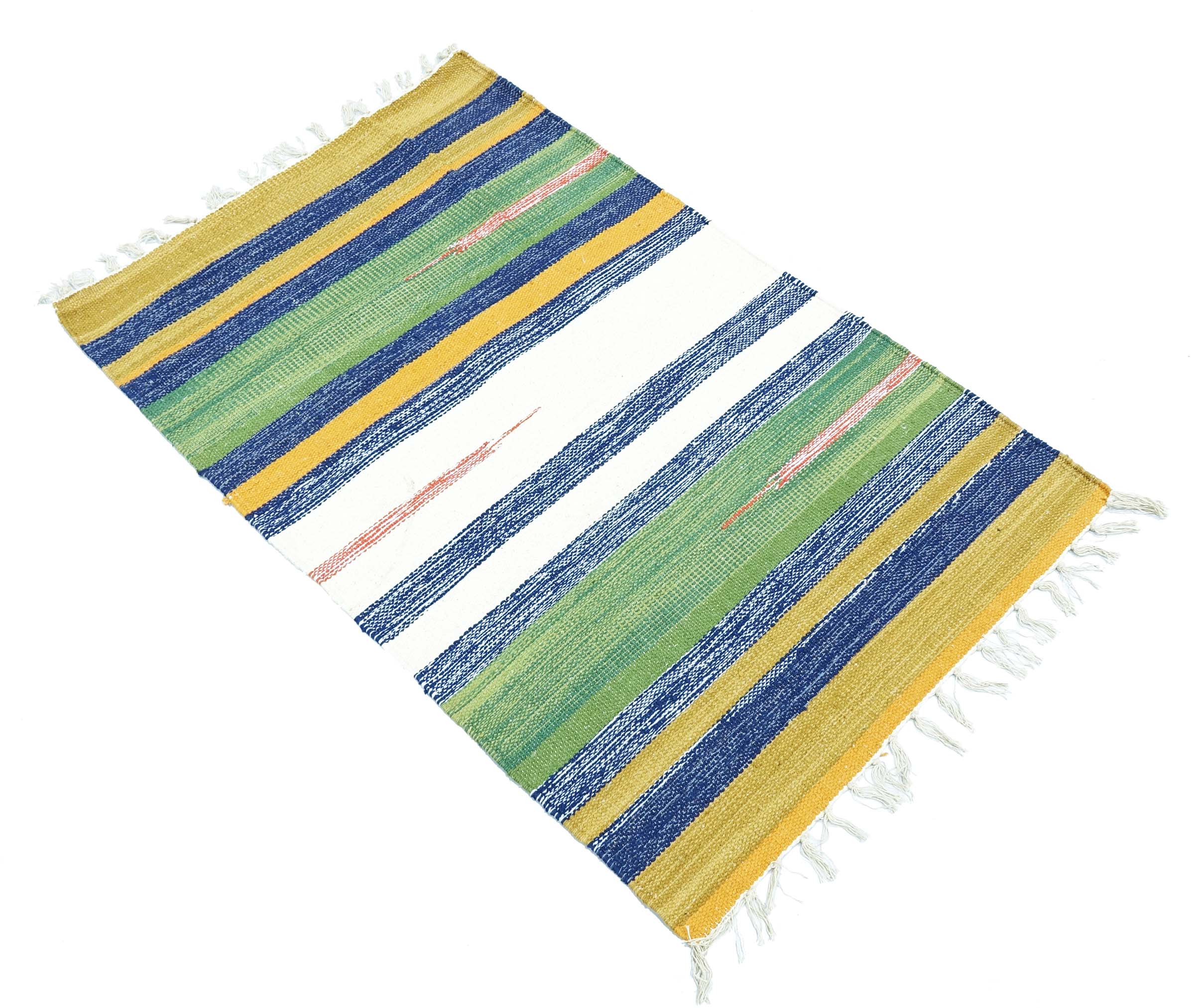 Knallbunter Kelim Teppich 60x90 Handgewebt Mehrfarbig Gestreift Handarbeit Gewebt