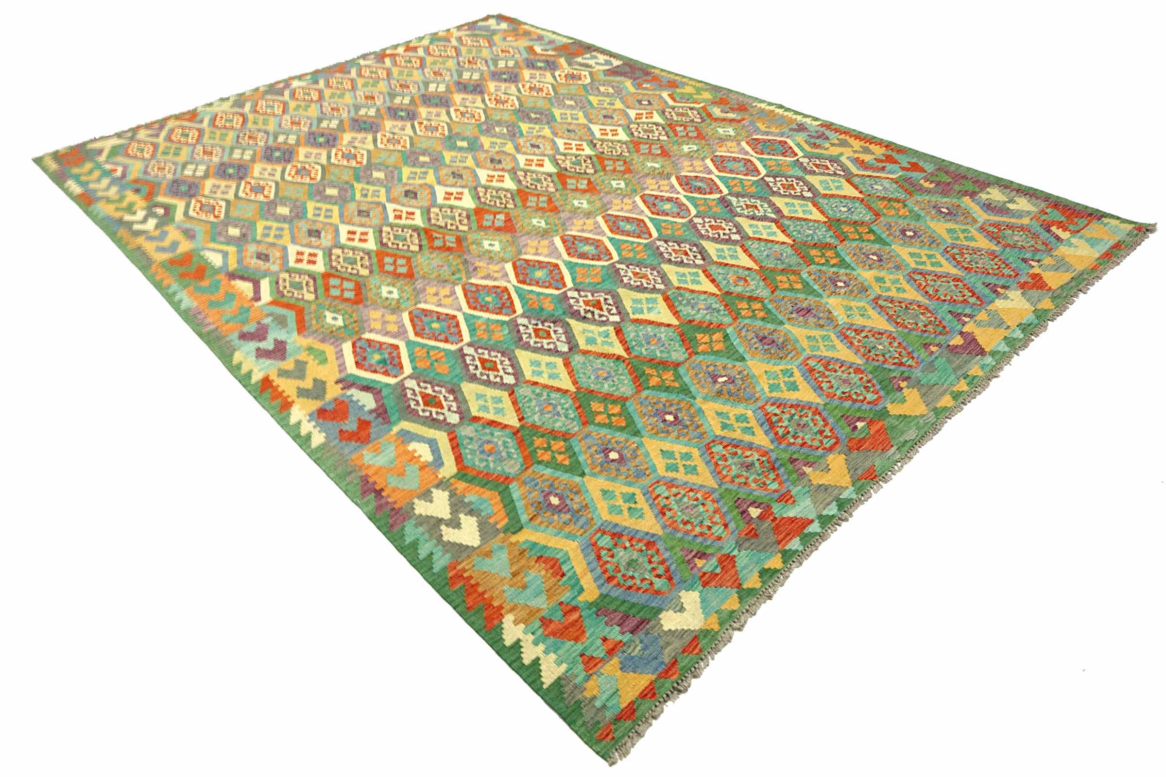Afghan Maimana Kelim Bunt 250x350 Handgewebt Teppich Bunt Geometrisch Orient