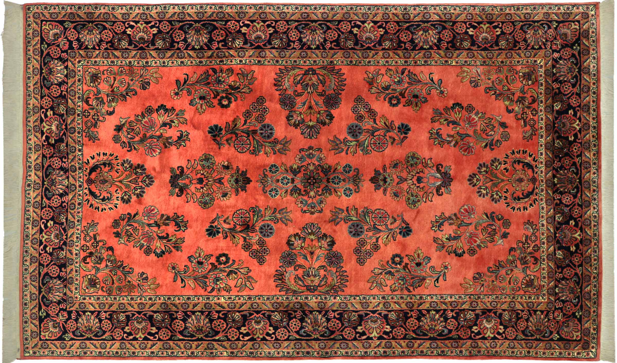 Sarough Teppich 180x290 Handgeknüpft Rosa Floral Wolle Kurzflor Rug