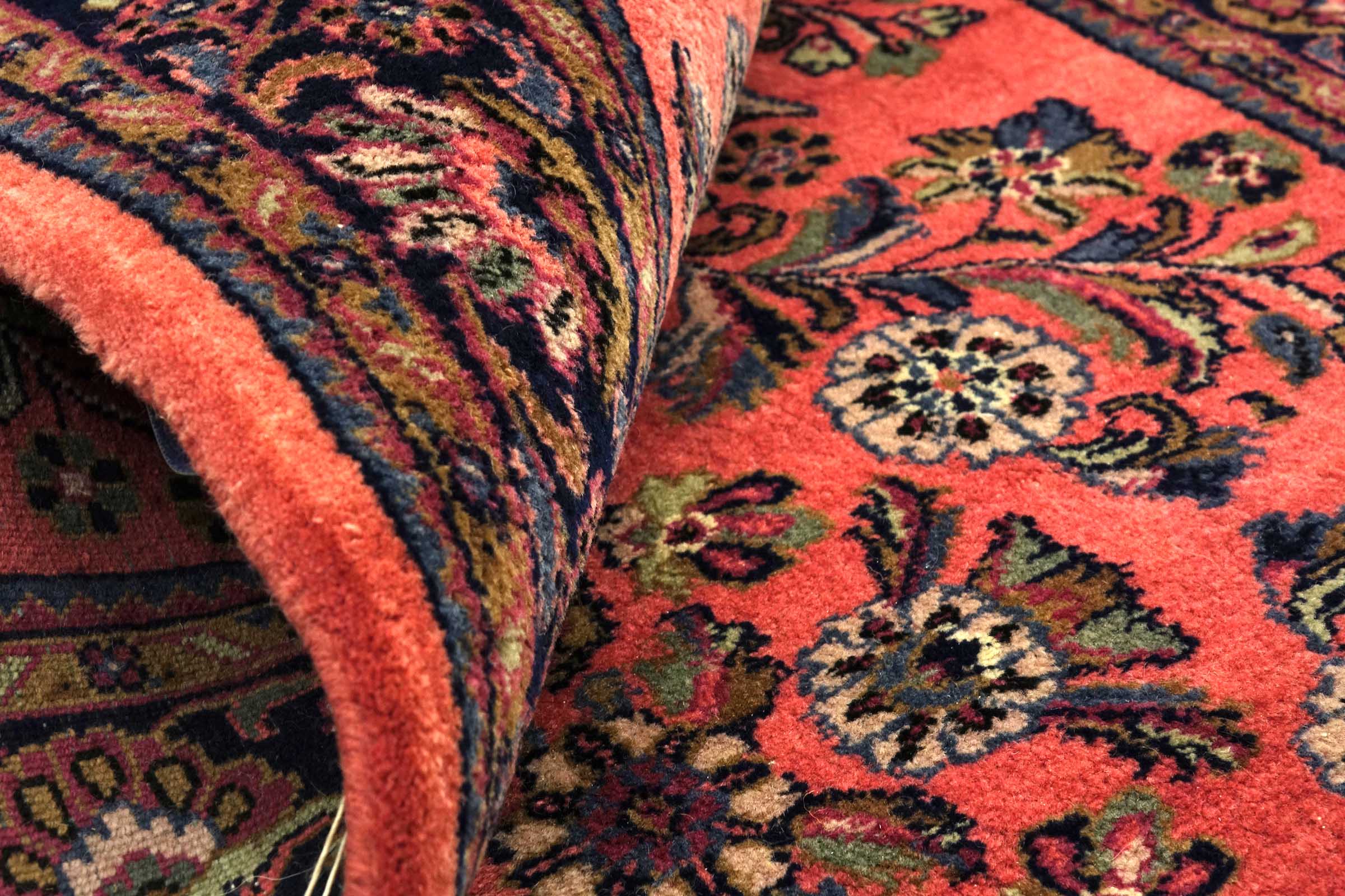 Sarough Teppich 100x200 Handgeknüpft Rosa Floral Wolle Kurzflor Rug