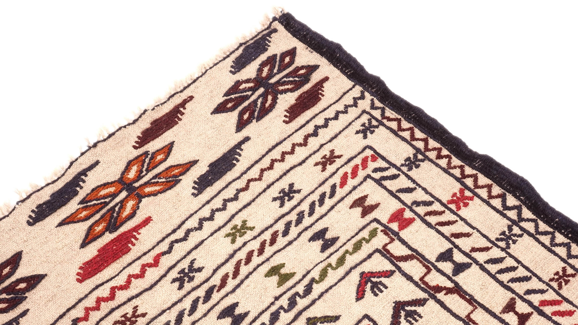 Afghan Kelim Gol Barjasta Teppich 140x200 Handgewebt Beige Geometrisch Handarbeit