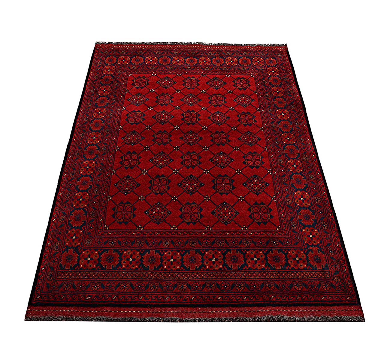 Afghan Khal Mohammadi Teppich 100x150 Handgeknüpft Braun Geometrisch Orient Kurzflor