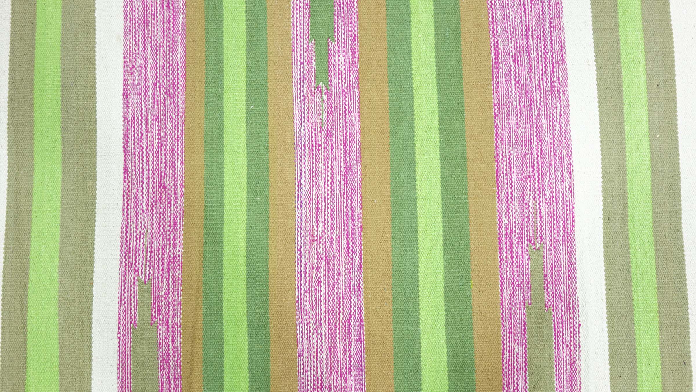 Knallbunter Kelim Teppich 60x120 Handgewebt Mehrfarbig Gestreift Handarbeit Gewebt