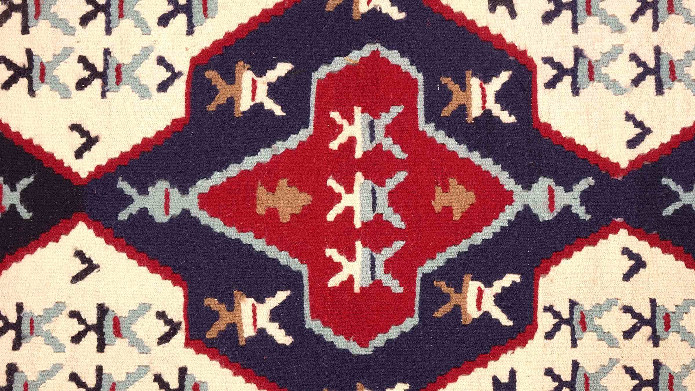 Perserteppich Kelim Ardebil 80x150 Handgewebt Beige Geometrisch Handarbeit Zimmer