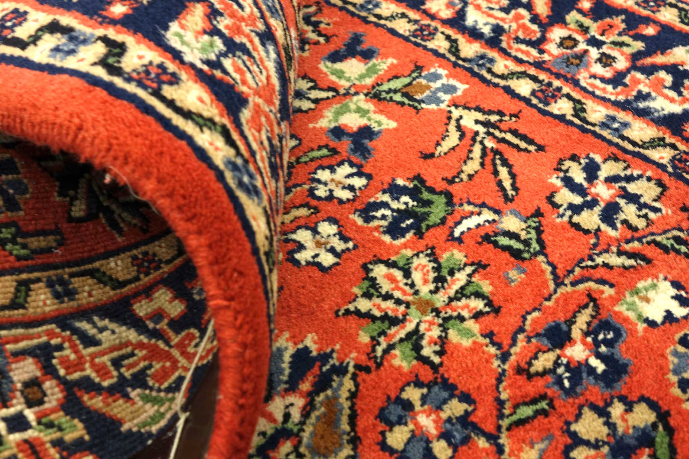 Sarough Teppich 70x140 Handgeknüpft Orange Floral Wolle Kurzflor Rug