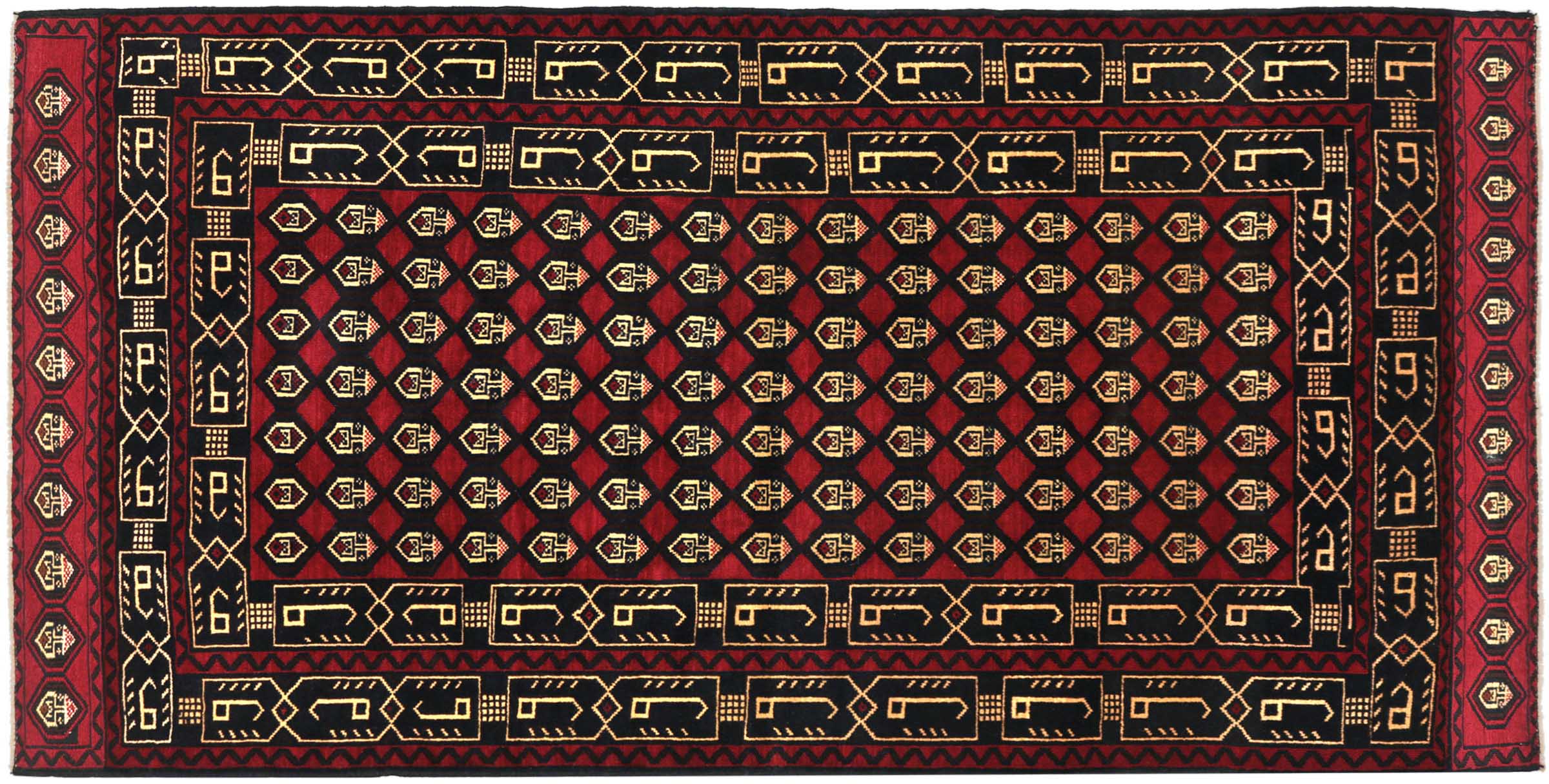 Afghan Belutsch Baluch 120x210 Handgeknüpft Orientteppich Rot Durchgemustert