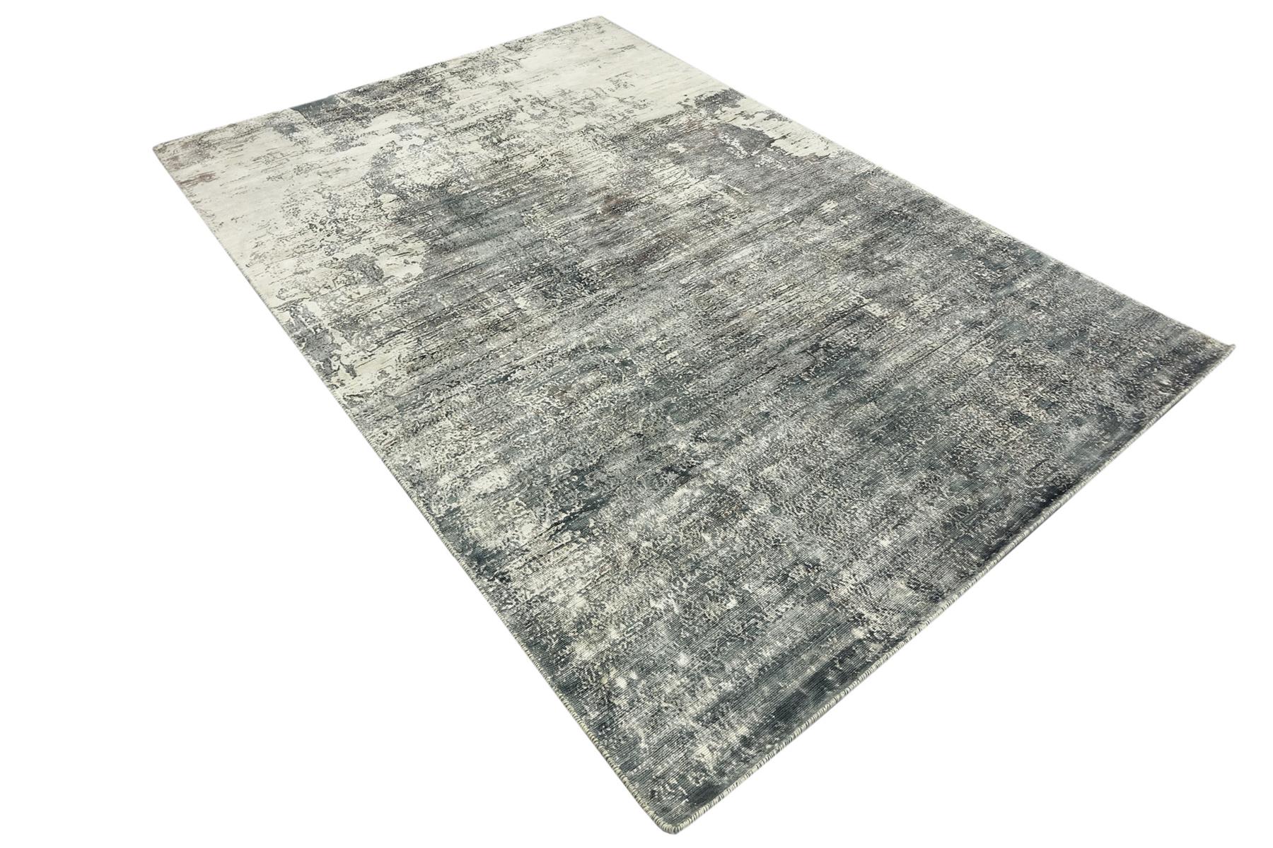 Handloom Vintage 230x160 Handgewebt Teppich 160x230 Grau Abstrakt Handarbeit Orient