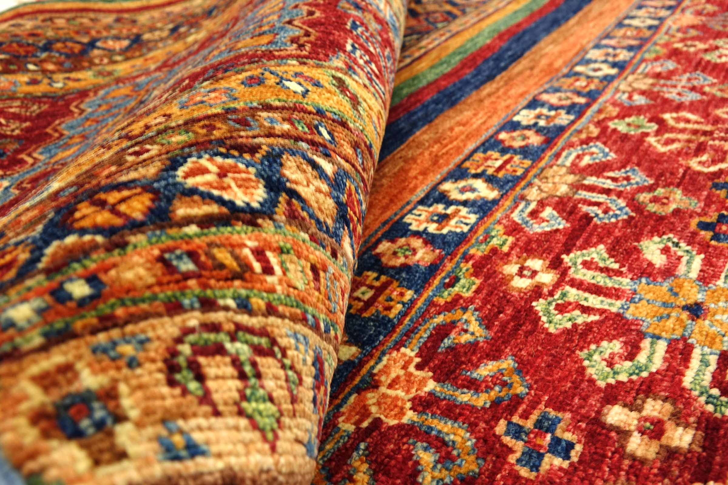 Afghan Khorjin Shaal 180x270 Handgeknüpft Orientteppich Rot Gestreift Wolle
