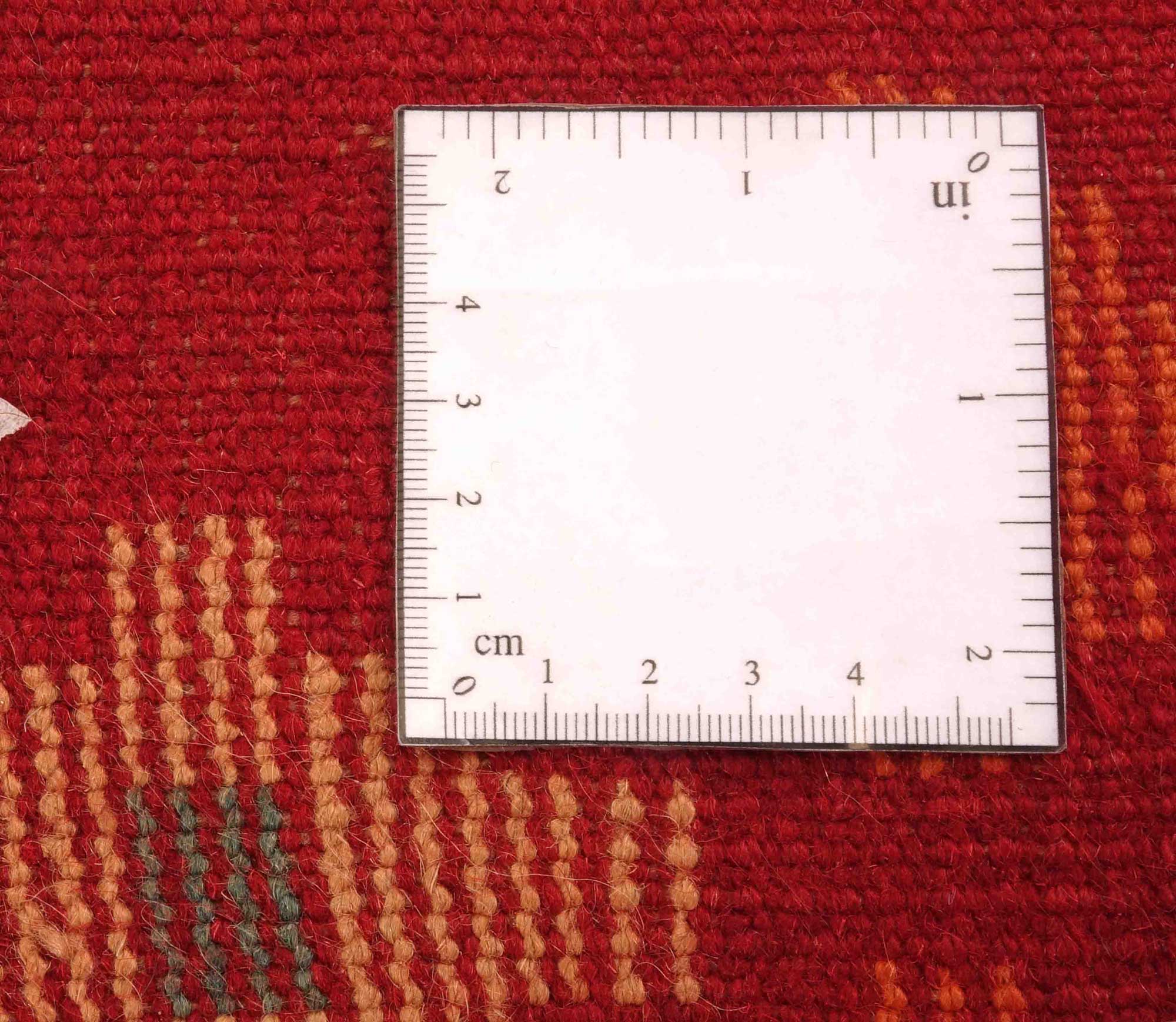 Gabbeh Teppich 110x170 Handgeknüpft Rot Streifen Orientalisch UNIKAT Kurzflor