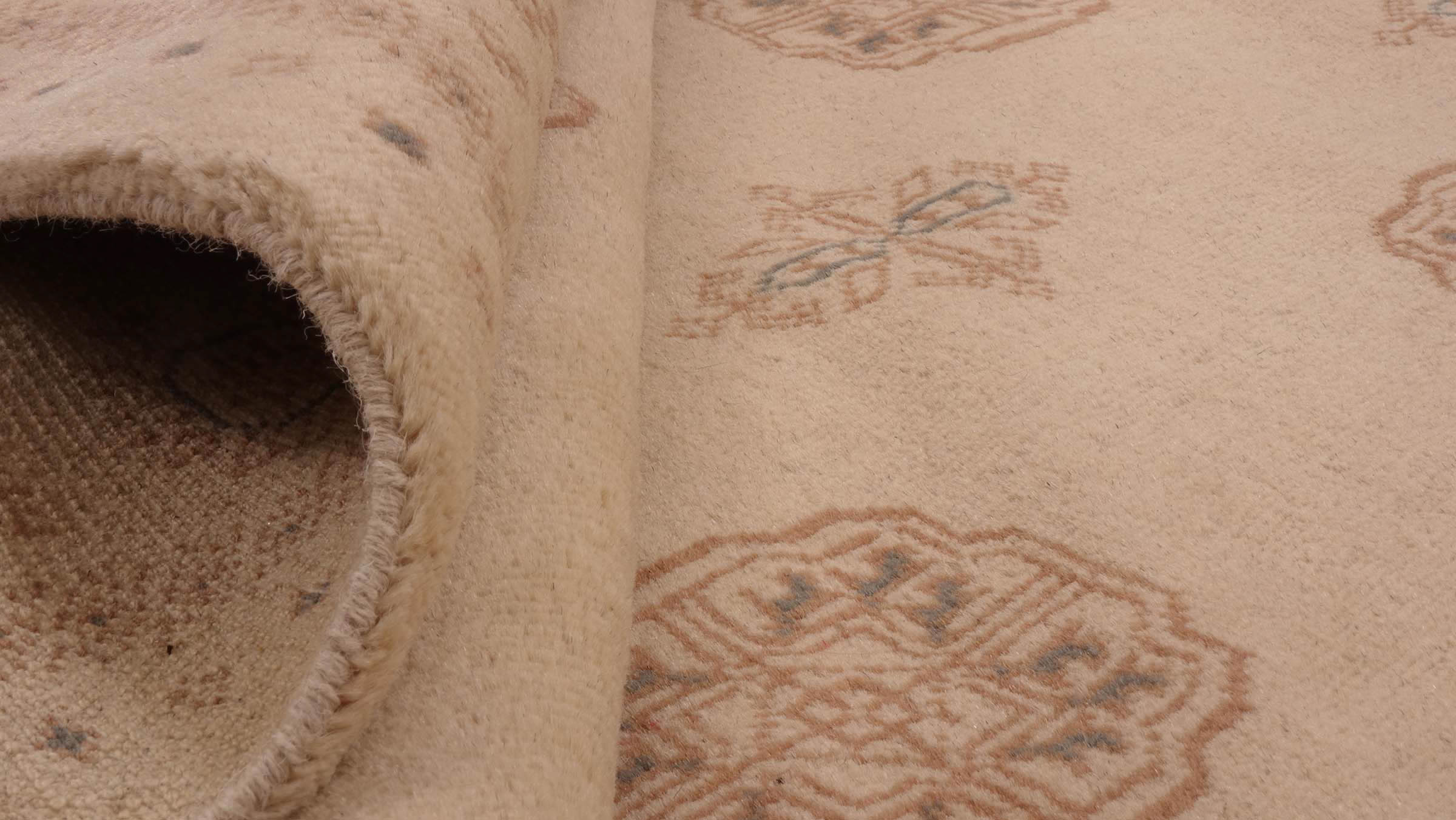 Pakistan Buchara 3ply Teppich 140x200 Handgeknüpft Beige Geometrisch Orient Kurzflor
