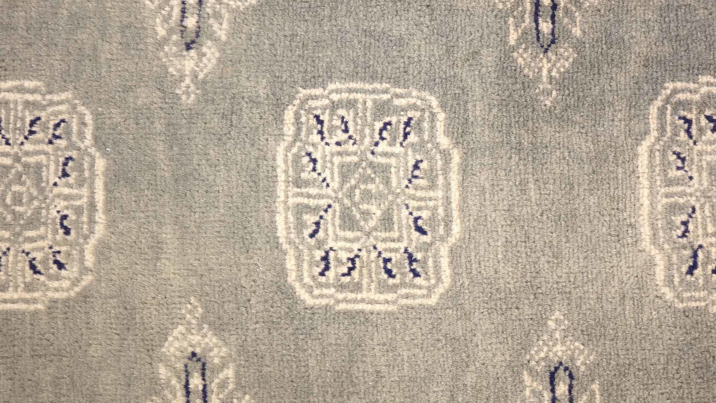 Pakistan Buchara 3ply Teppich 50x80 Handgeknüpft Grau Geometrisch Orient Kurzflor