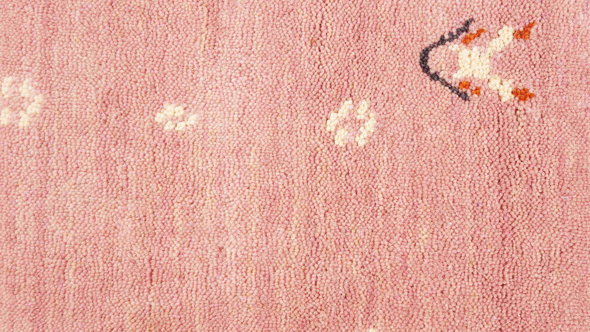 Wool Rug Gabbeh MUTI 40x60 Handwoven Pink Solid Color Handmade Room