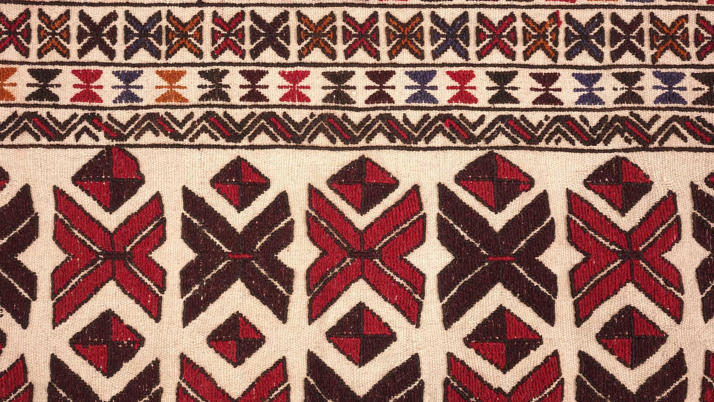 Afghan Kelim Gol Barjasta Teppich 140x200 Handgewebt Beige Geometrisch Handarbeit