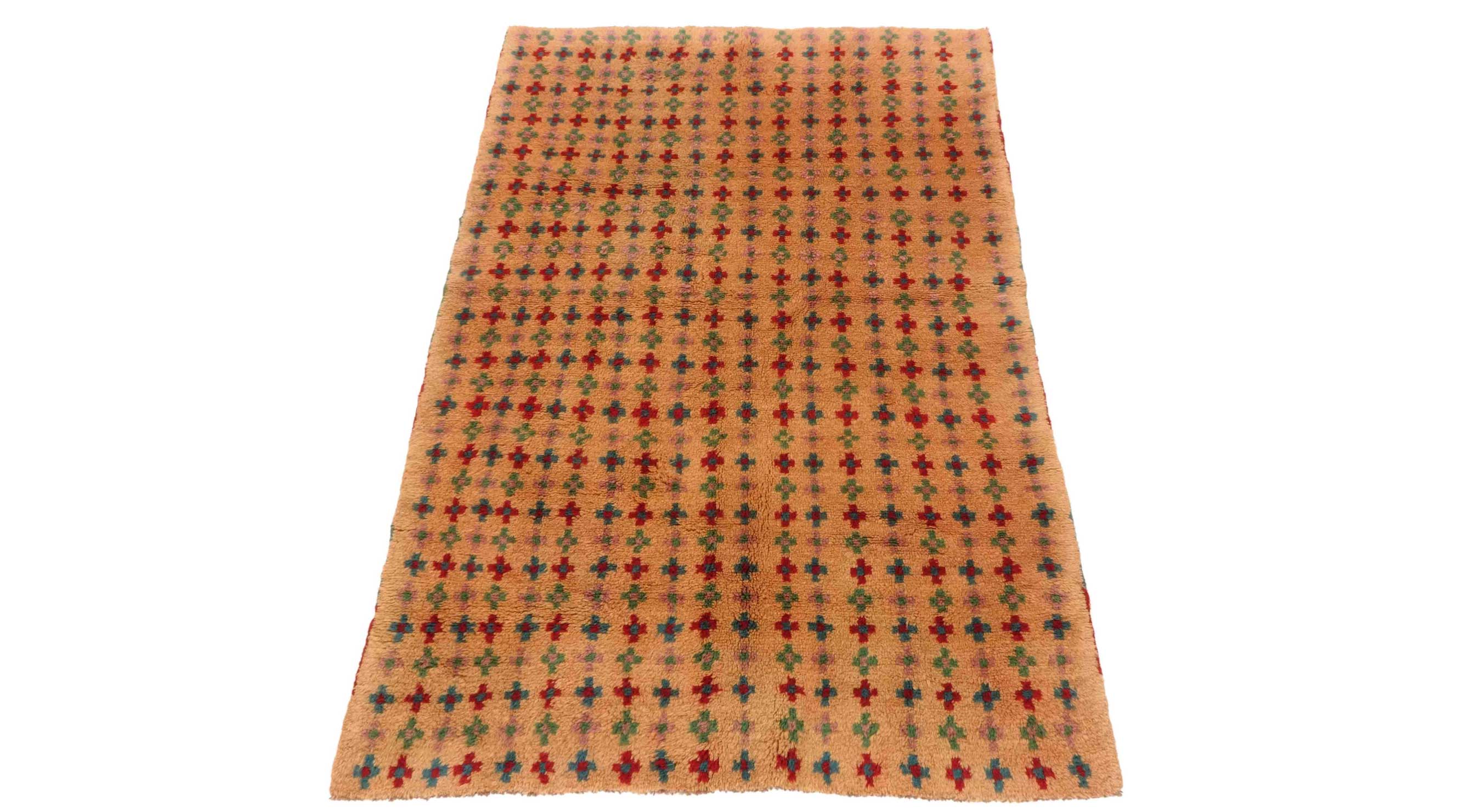 Gabbeh Teppich 120x180 Handgeknüpft Goldgelb Streifen Orientalisch UNIKAT Kurzflor