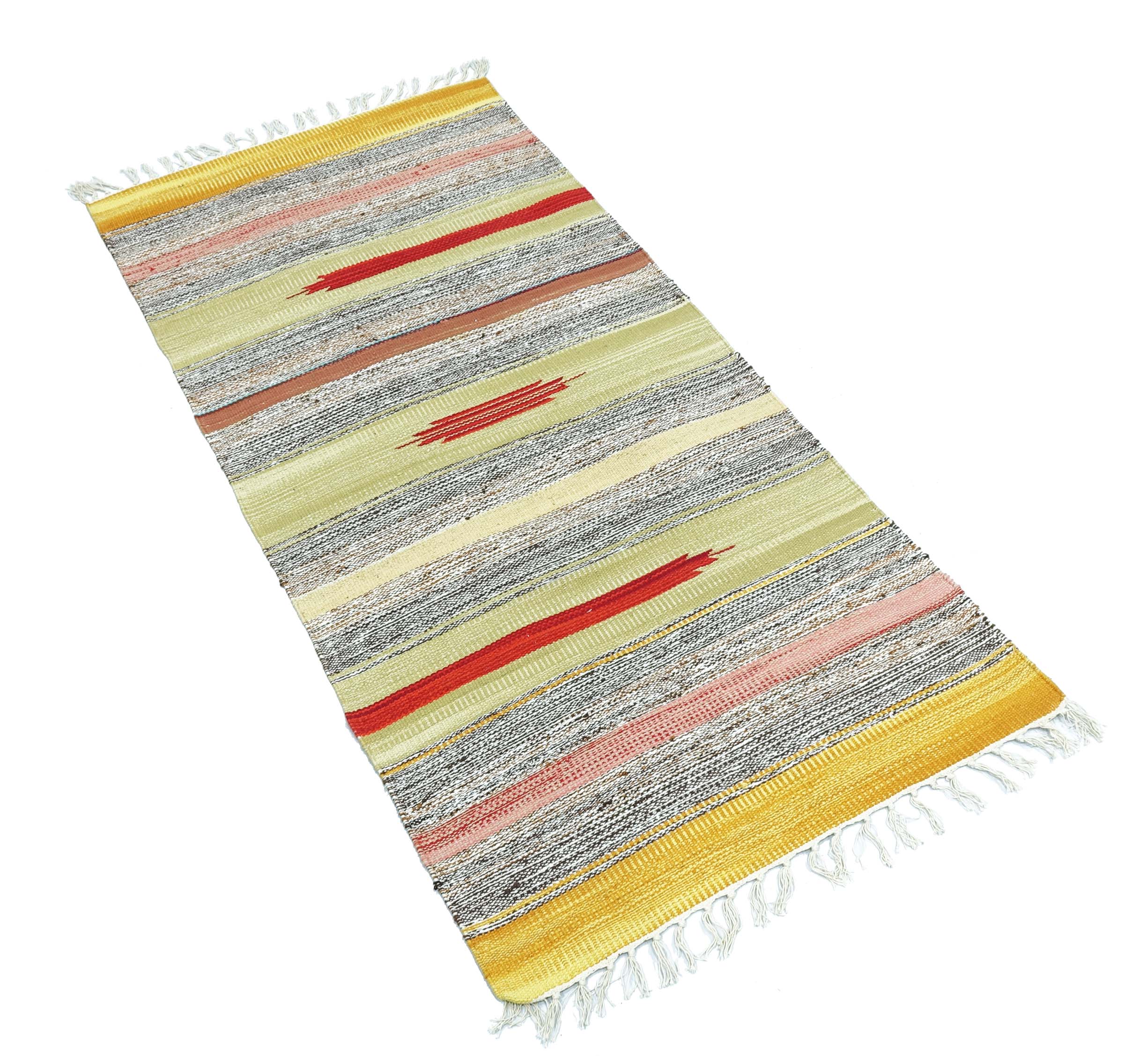 Knallbunter Kelim Teppich 60x120 Handgewebt Mehrfarbig Streifen Handarbeit Gewebt