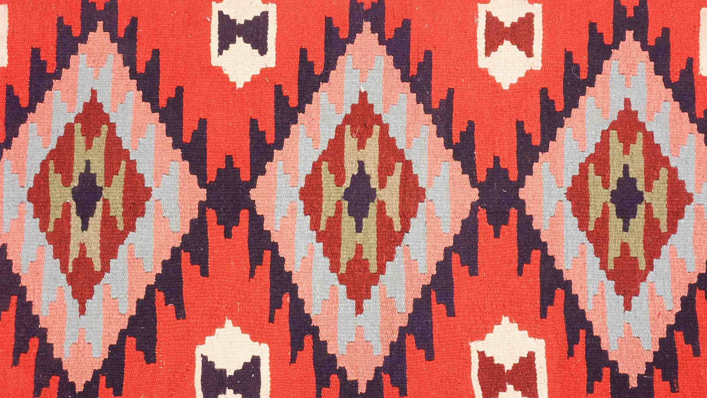 Perserteppich Kelim Ardebil 100x150 Handgewebt Orange Geometrisch Handarbeit Zimmer